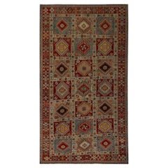 Persischer Shiraz Kleiner Teppich - Wolle Blau Elfenbein Rot Design - 96753