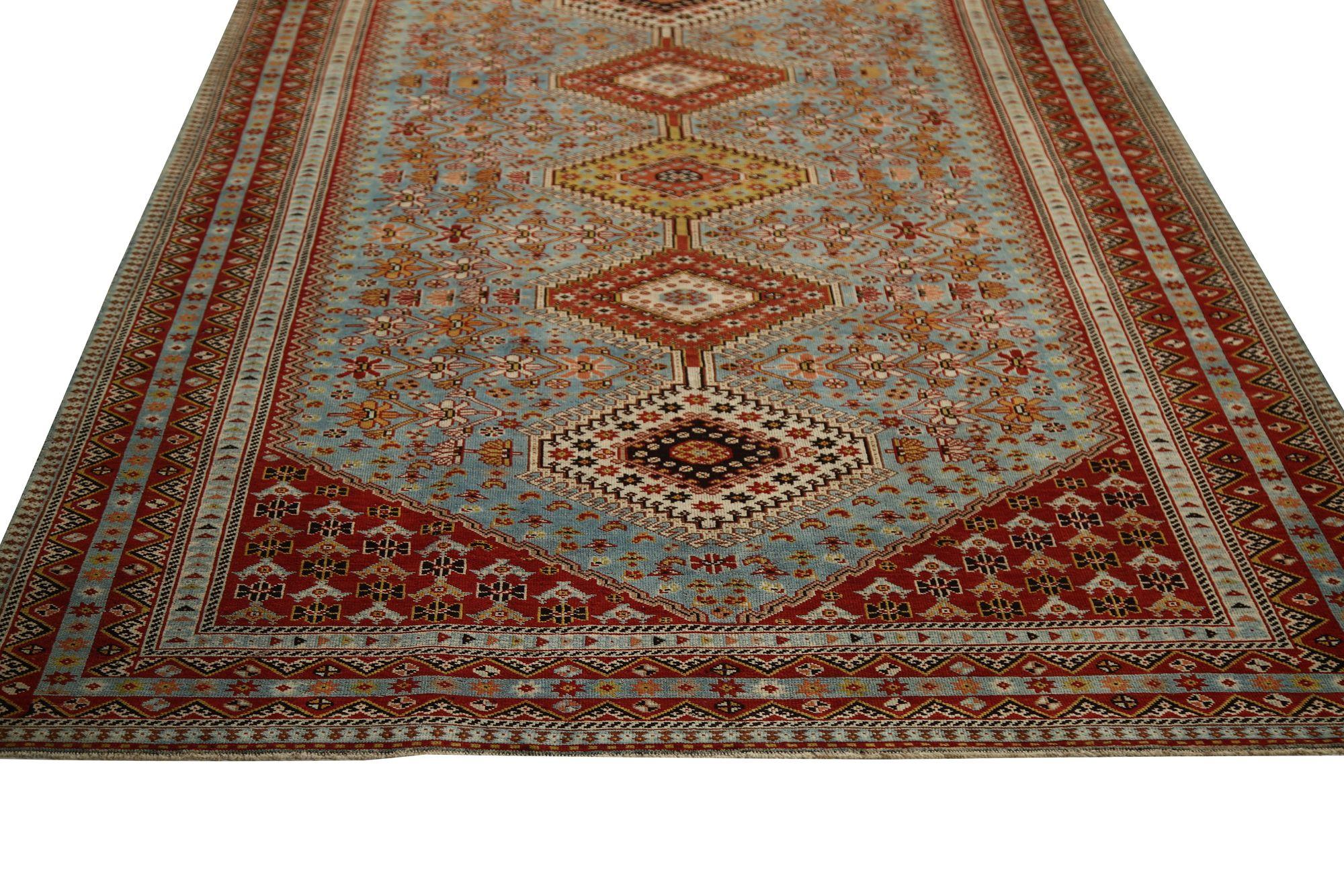 Persischer Shiraz Kleiner Teppich - Wolle Blau Rot Design - 97204 (Irakisch) im Angebot