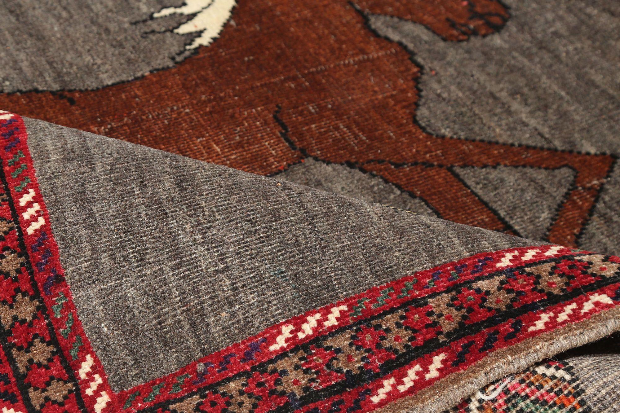 Tribale Tappeto persiano Shiraz Small Design - Lana Marrone Grigio - 97463 in vendita