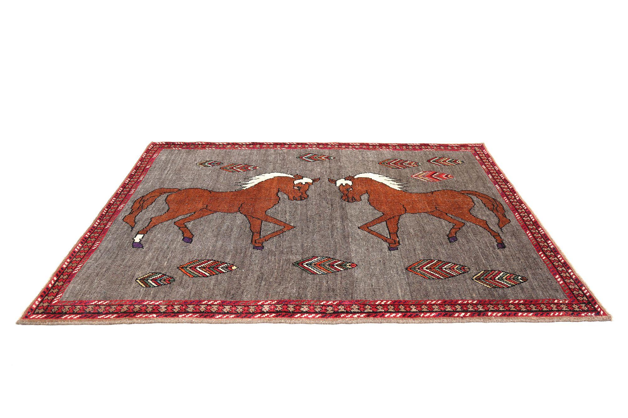 Tappeto persiano Shiraz Small Design - Lana Marrone Grigio - 97463 In condizioni ottime in vendita a Dallas, TX