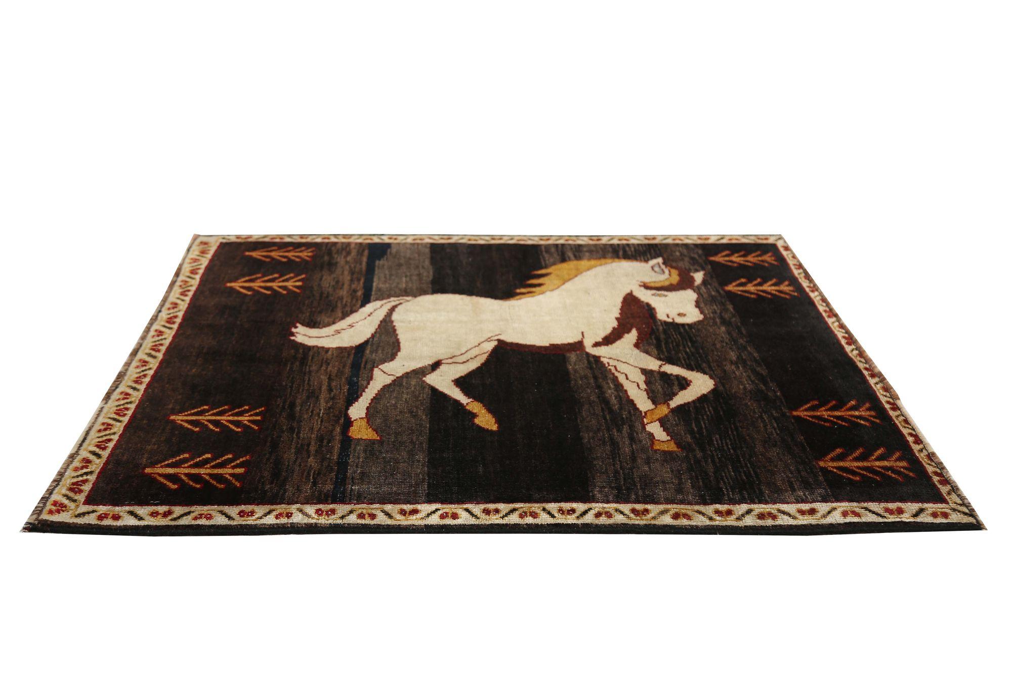 XX secolo Tappeto Persiano Shiraz Small - Lana Marrone Avorio Design - 97396 in vendita