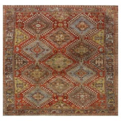 Tapis persan Shiraz Small - Laine Brown Red Yellow Design - 98012