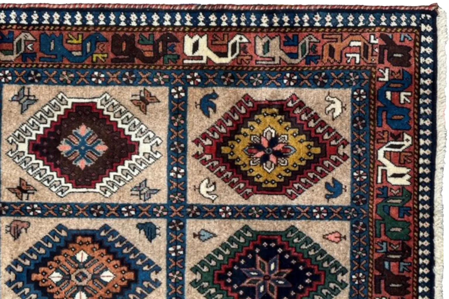 A frame of Shiraz Rug art - Wool Brown Taupe Design In Excellent Condition For Sale In Dallas, TX