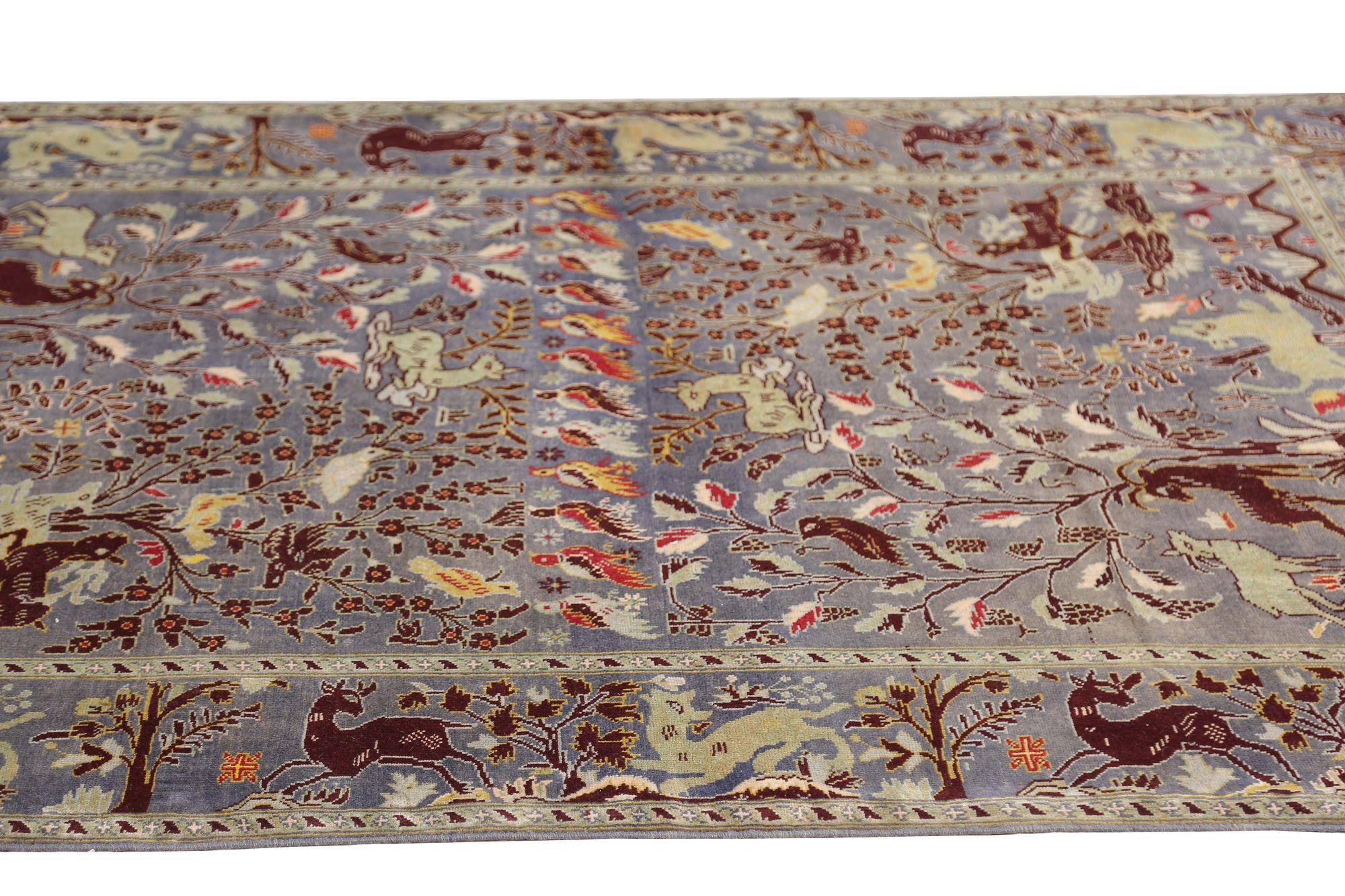 Persischer Shiraz-Teppich aus Wolle in Grau mit Muster - 97471 im Zustand „Hervorragend“ im Angebot in Dallas, TX