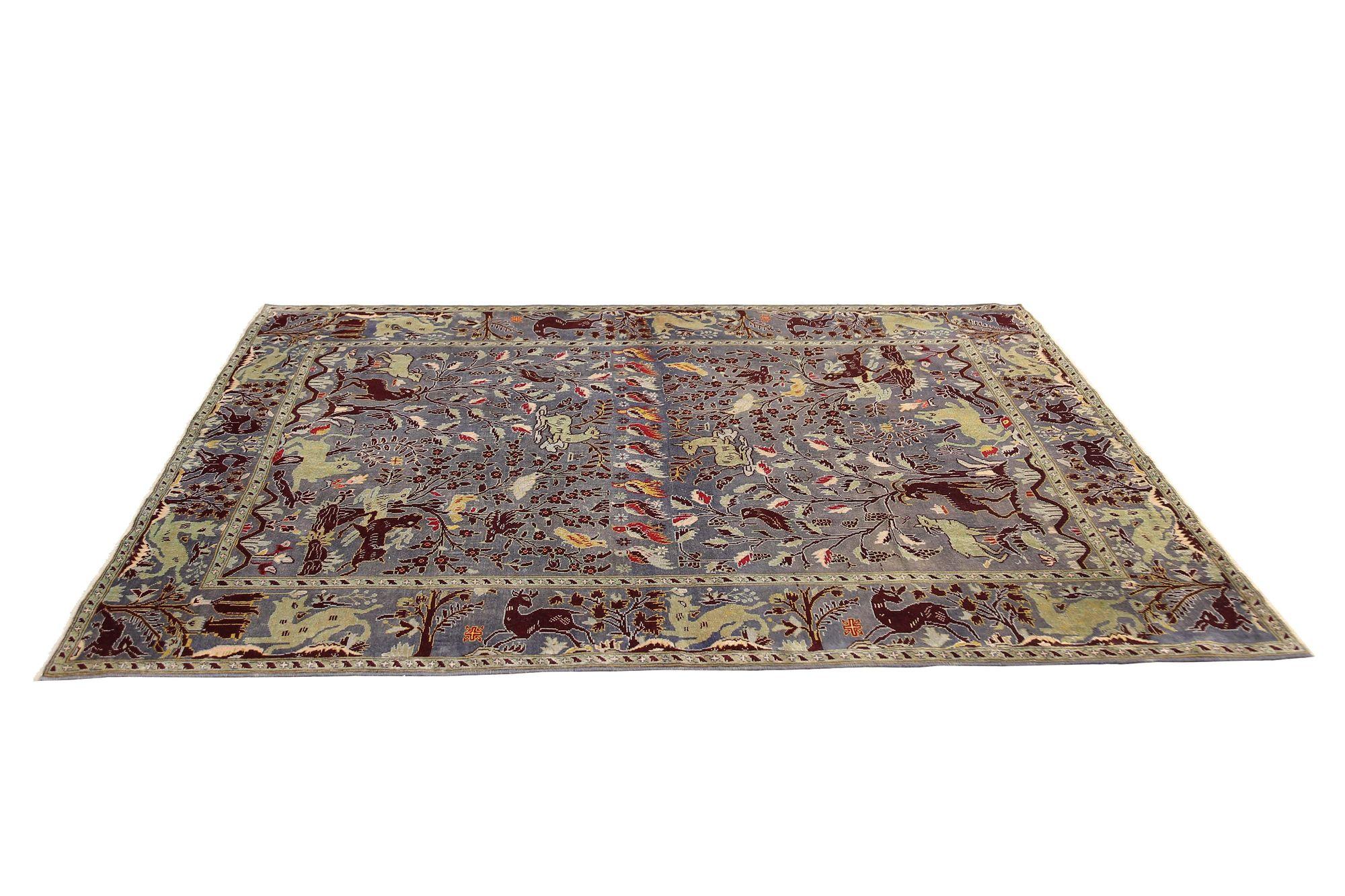 Persischer Shiraz-Teppich aus Wolle in Grau mit Muster - 97471 (20. Jahrhundert) im Angebot