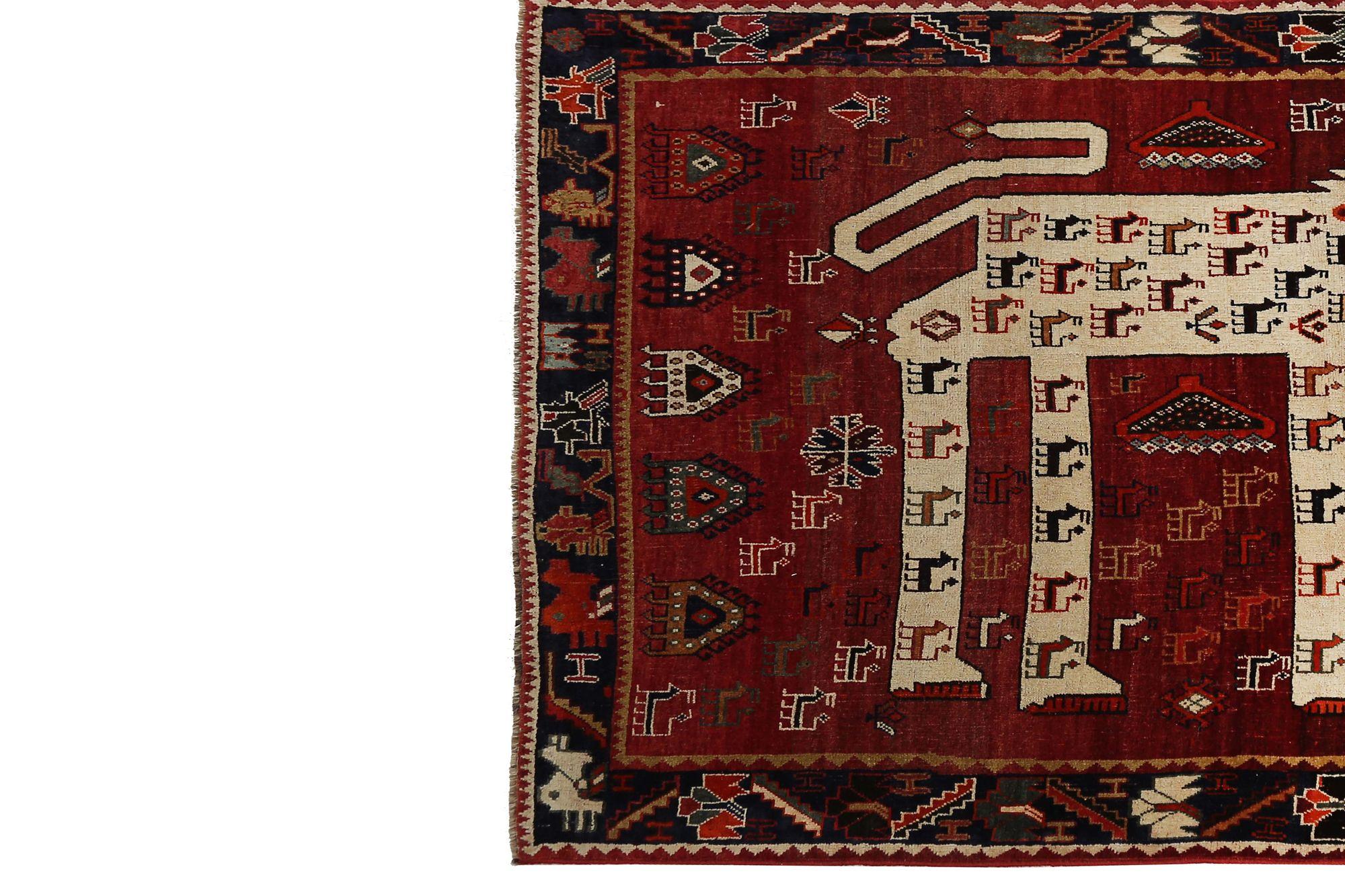 Tappeto persiano Shiraz Small - Lana Avorio Rosso Design - 97433 In condizioni ottime in vendita a Dallas, TX