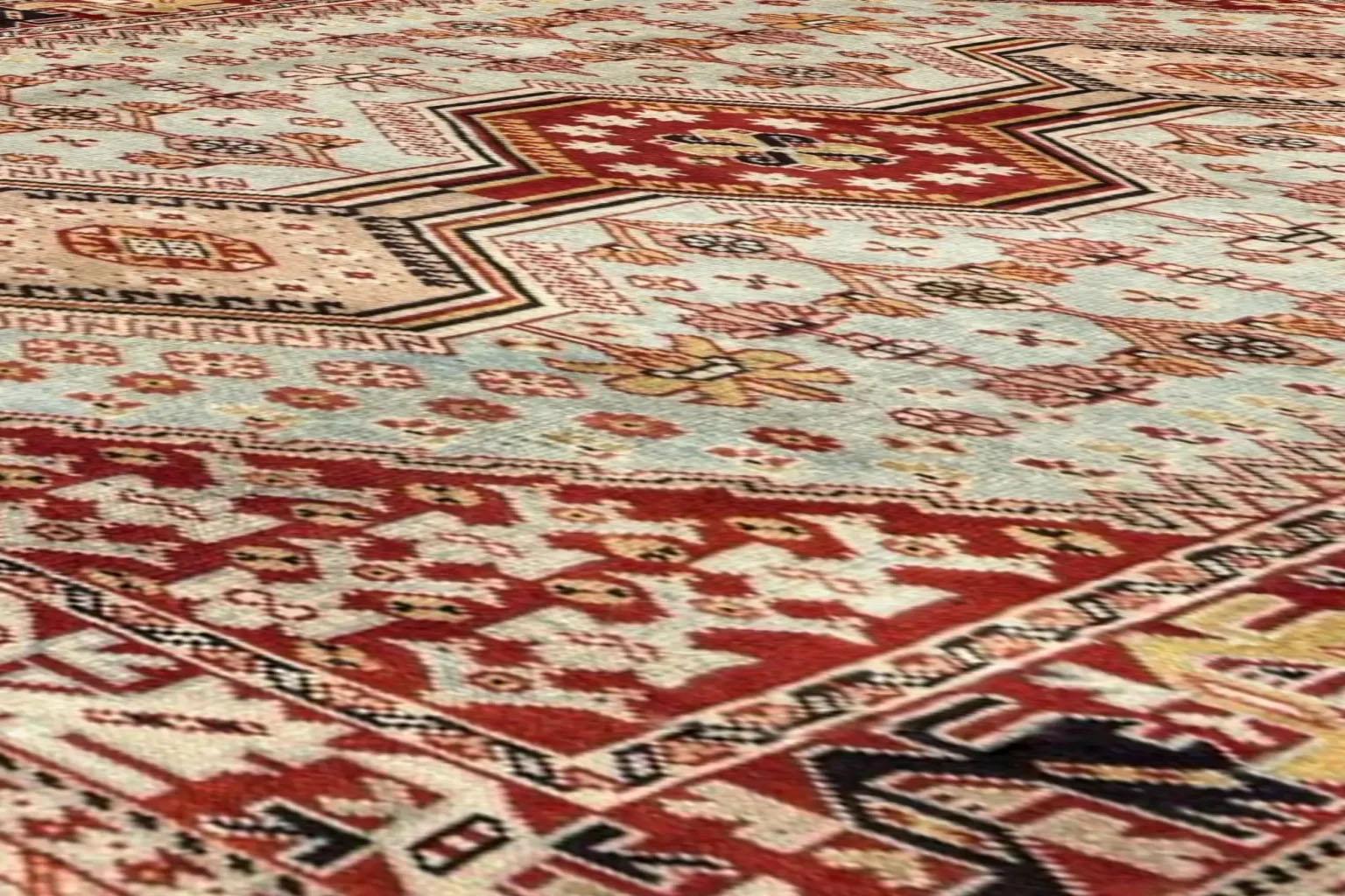 Persian Shiraz Small Rug - light Blue & Red For Sale 1