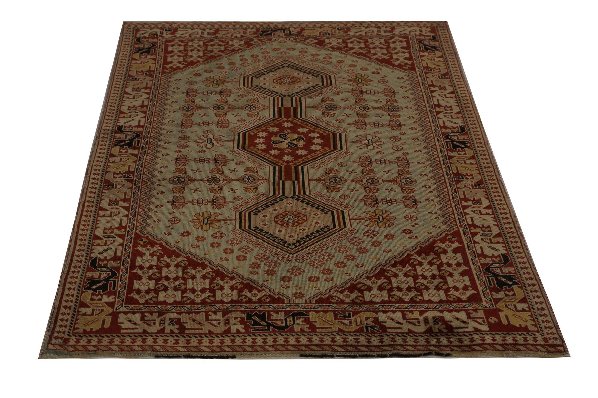 Persischer Shiraz Kleiner Teppich - Wolle Hellblau Rot Design - 96759 (20. Jahrhundert) im Angebot