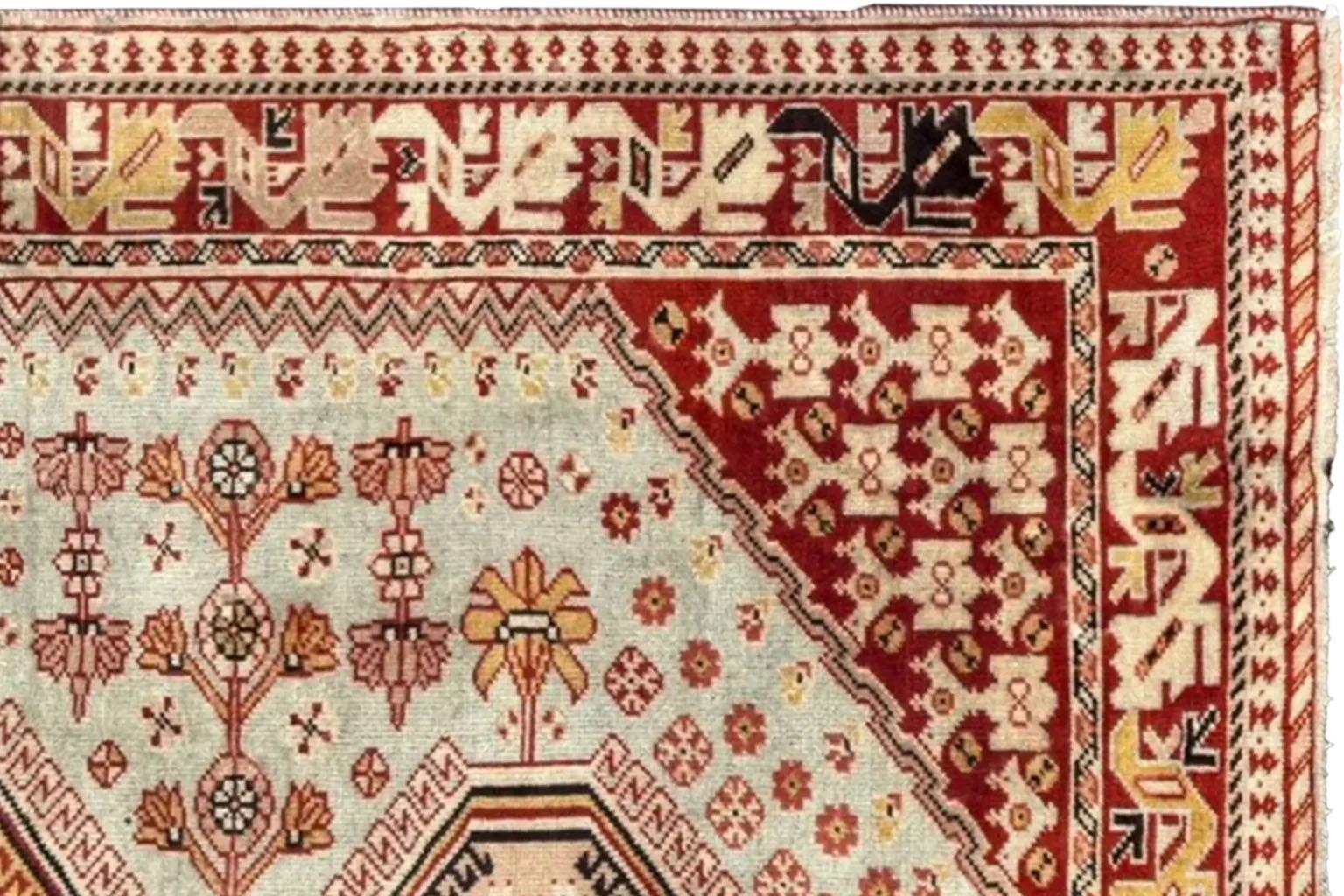 20th Century Persian Shiraz Small Rug - light Blue & Red For Sale