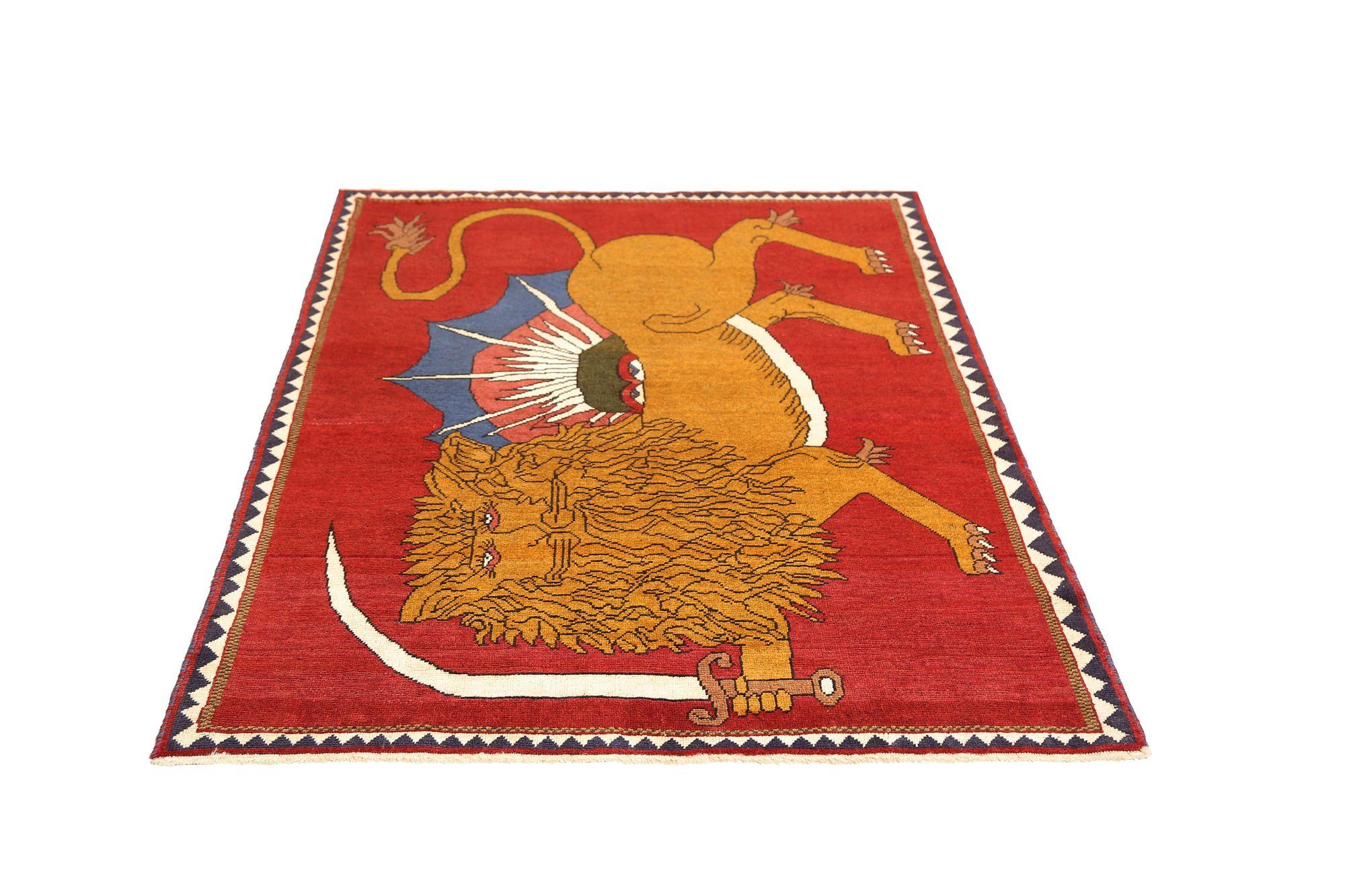Persischer Shiraz-Teppich aus Wolle in Rot mit Muster - 96934 im Zustand „Hervorragend“ im Angebot in Dallas, TX