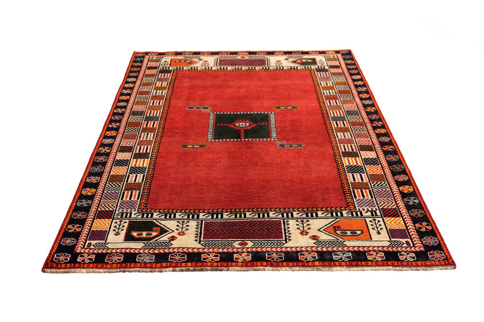 Discover the elegance of Persian Shiraz featuring Small Rug in Circa 1910. Designed with Wool and Red, this exclusive design is perfect for enhancing your space.