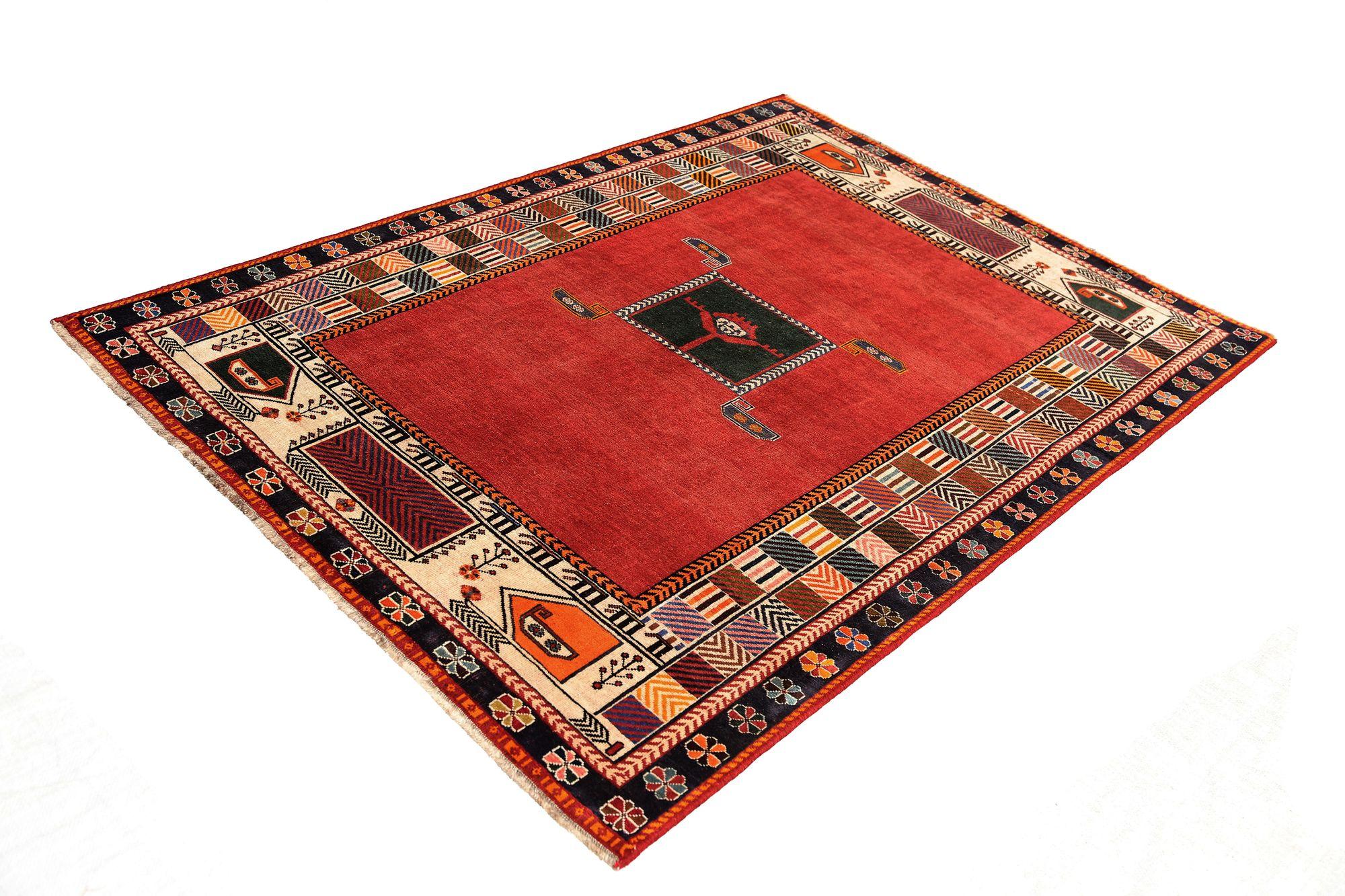 Persian Shiraz Small Rug - Wool Red Design - 97095 In Excellent Condition For Sale In Dallas, TX