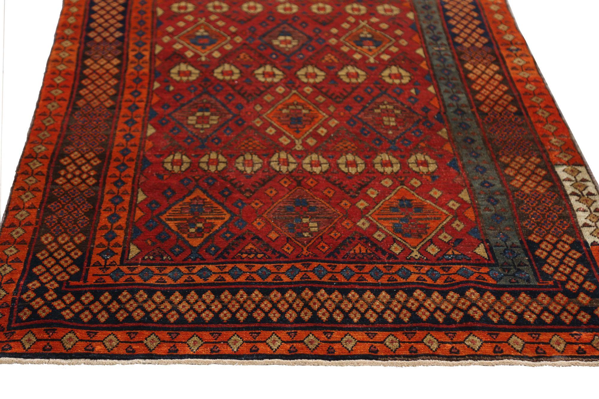 Persischer Shiraz-Teppich aus Wolle in Rot mit Muster - 97107 im Zustand „Hervorragend“ im Angebot in Dallas, TX