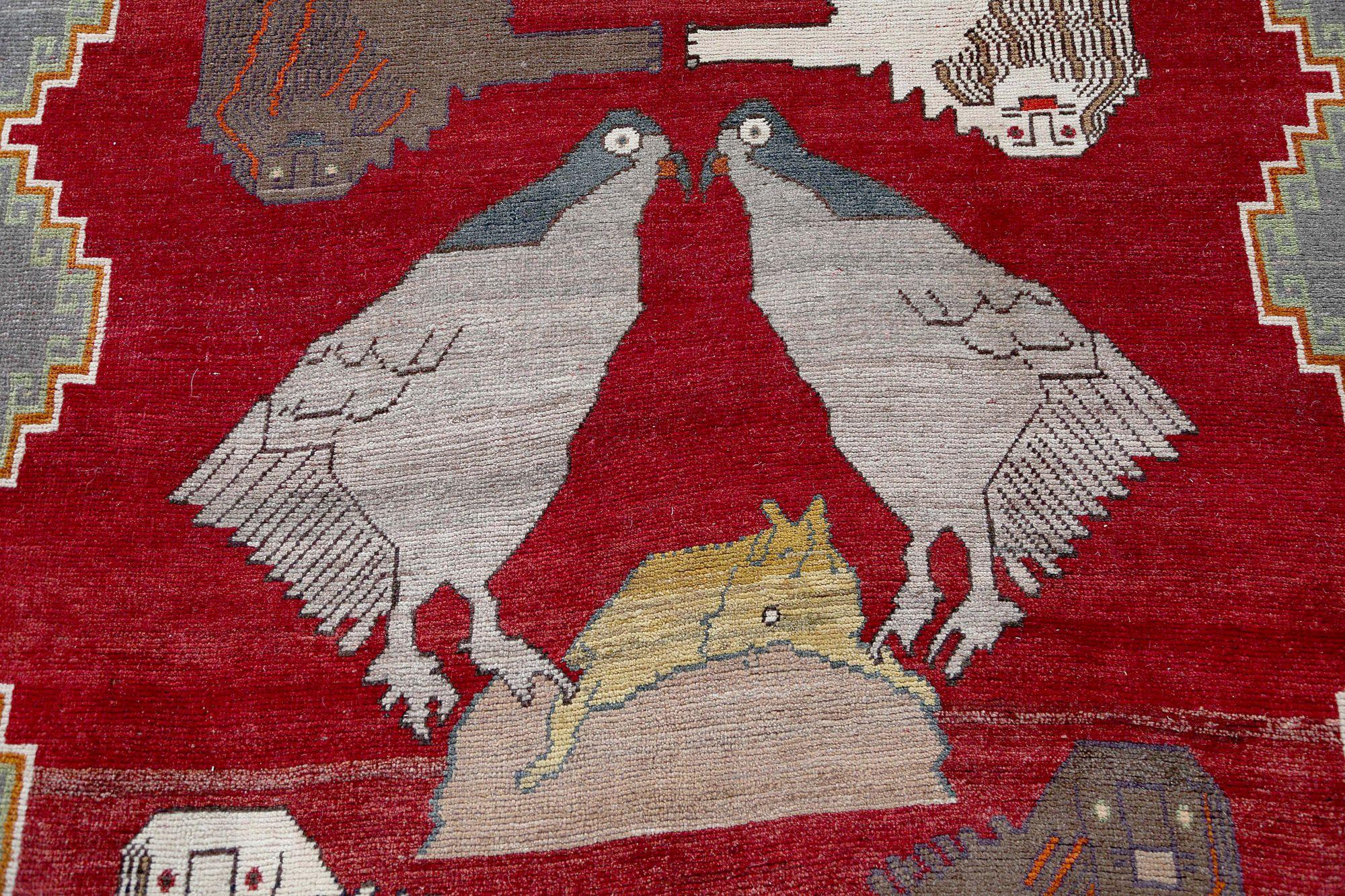 Discover the elegance of Persian Shiraz featuring Small Rug in Circa 1910. Designed with Wool and Red, this exclusive design is perfect for enhancing your space.