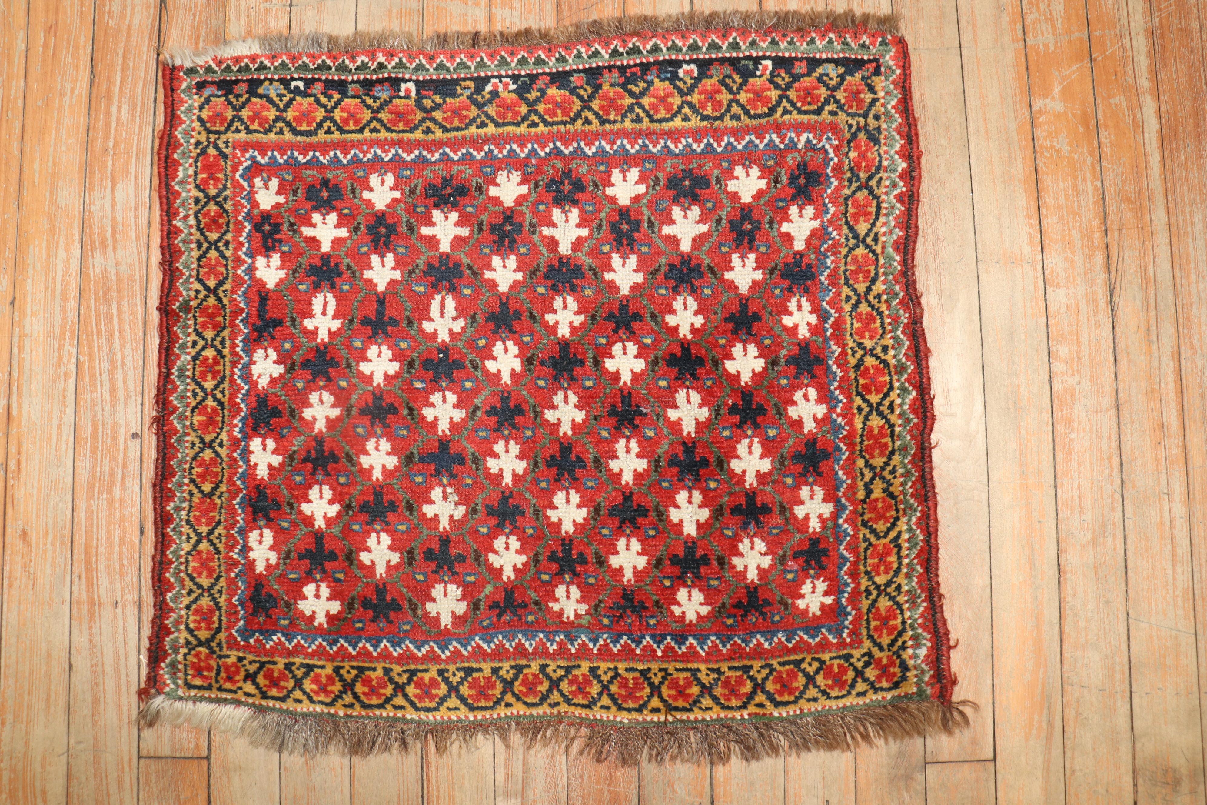 Rustic Zabihi Collection Persian Shiraz Throw Antique Rug For Sale