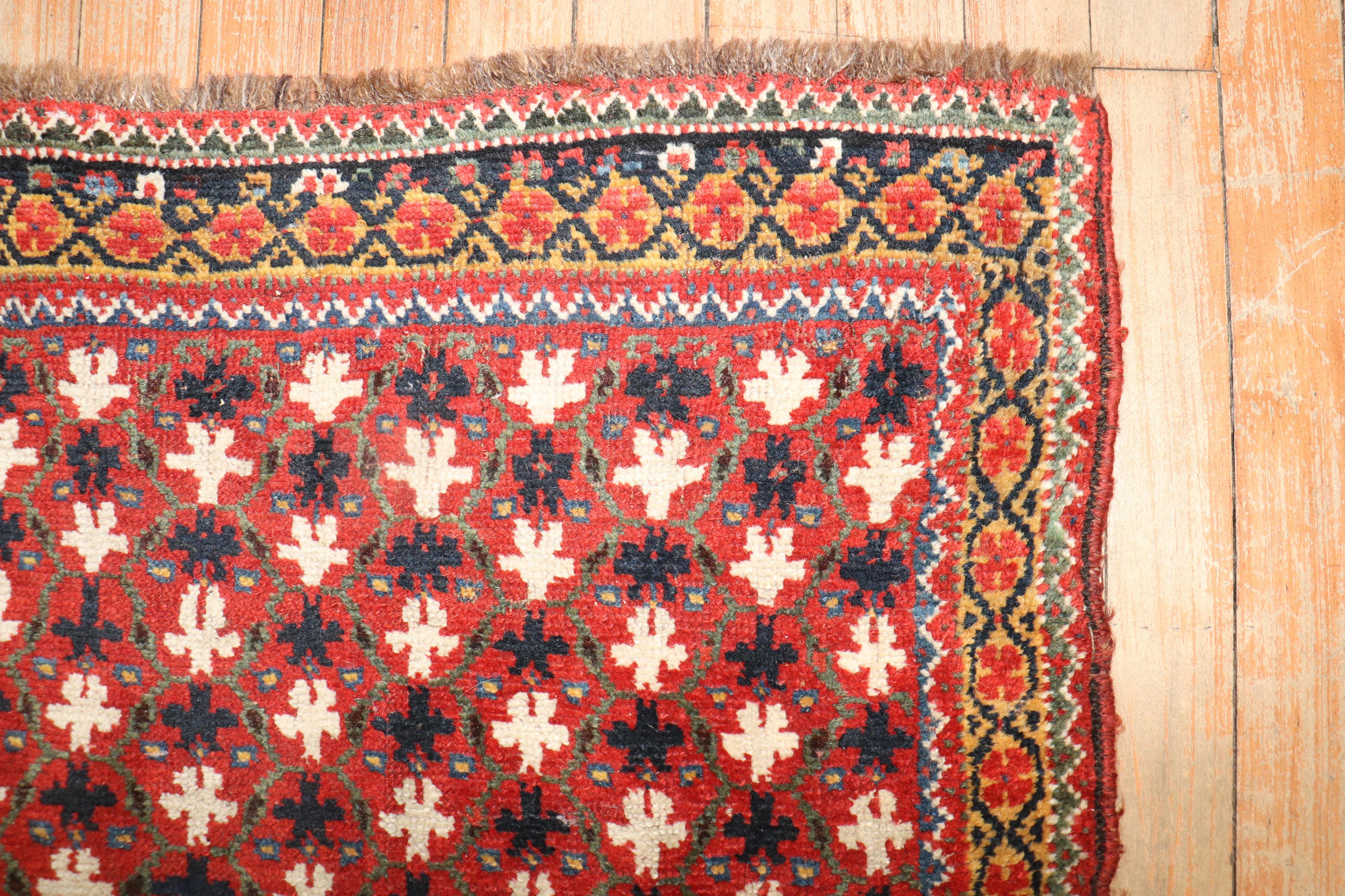 Wool Zabihi Collection Persian Shiraz Throw Antique Rug For Sale