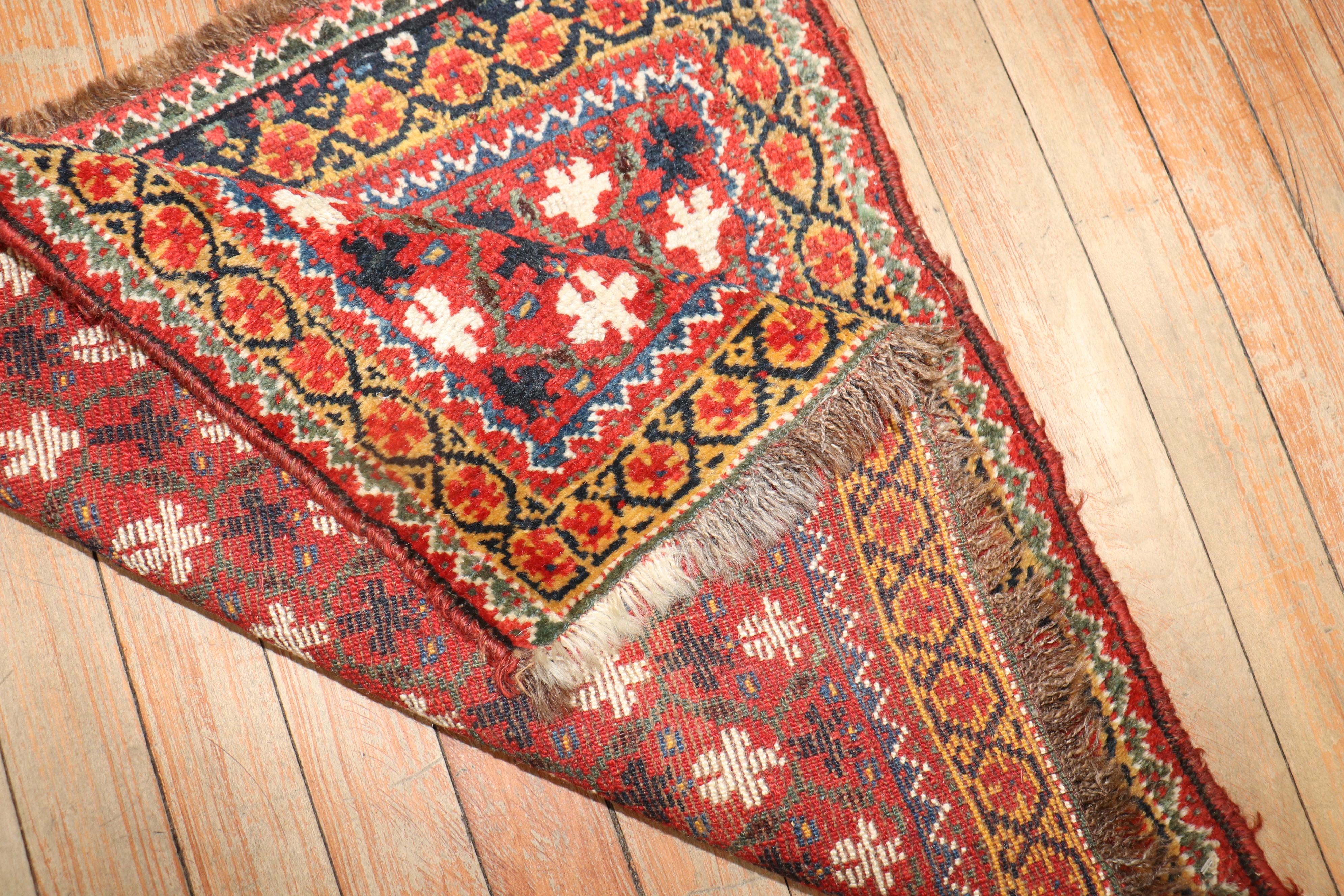 Zabihi Collection Persian Shiraz Throw Antique Rug For Sale 1