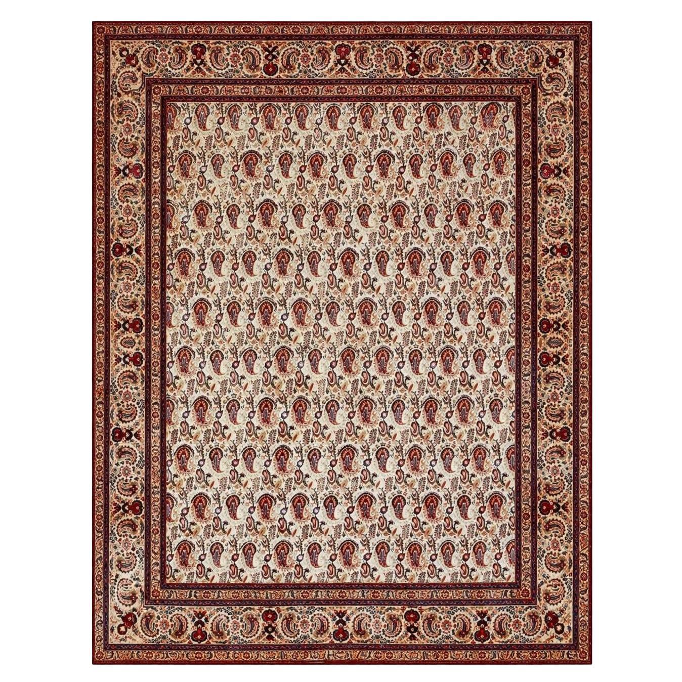 Persian Signed Rug with Allover Paisley Herati-Style Field (10
9" x 14
5") For Sale