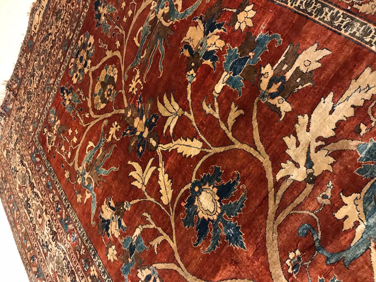 Persian Silk Heriz Carpet, circa 1870 For Sale 4