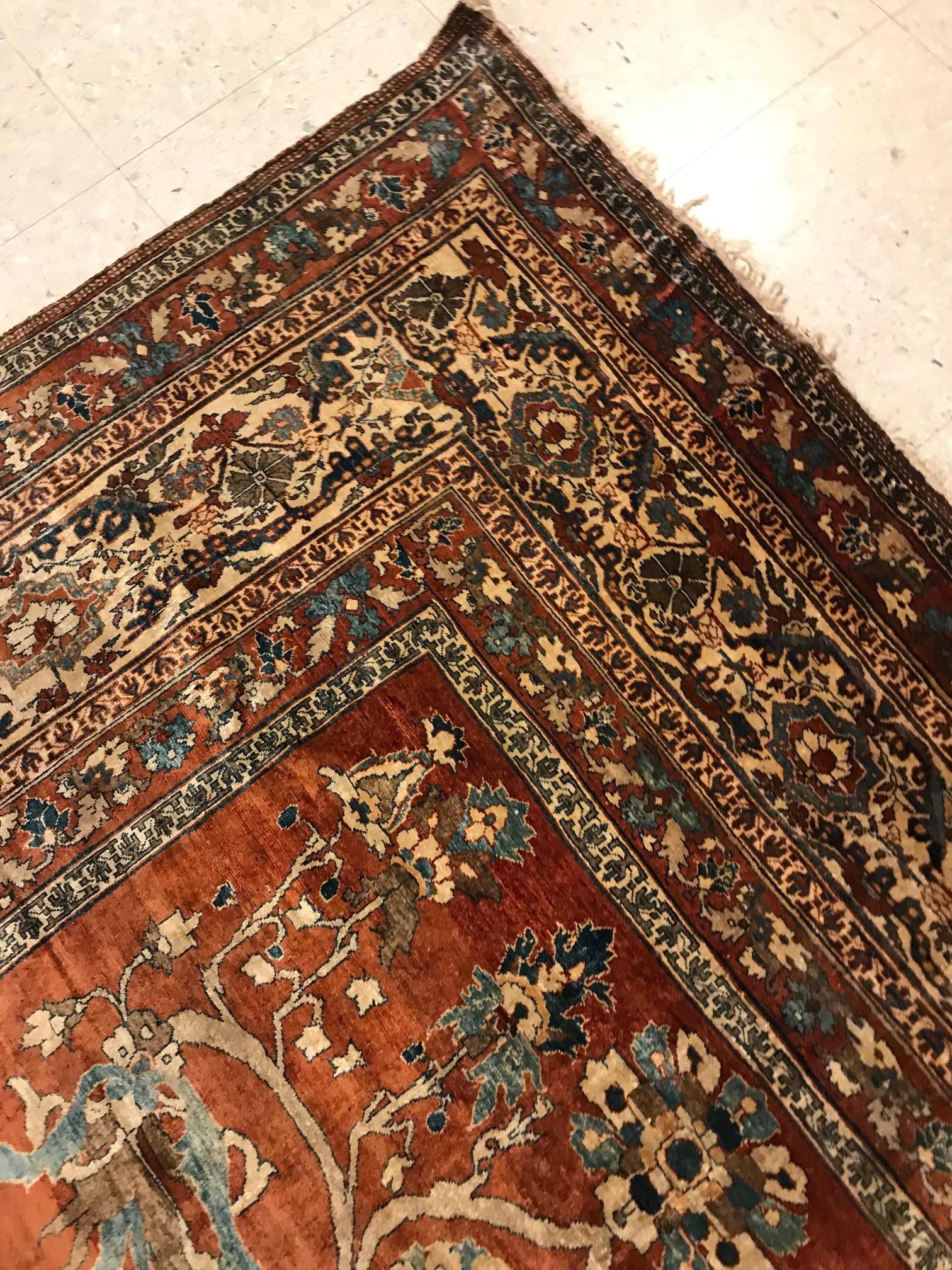 Persian Silk Heriz Carpet, circa 1870 For Sale 2