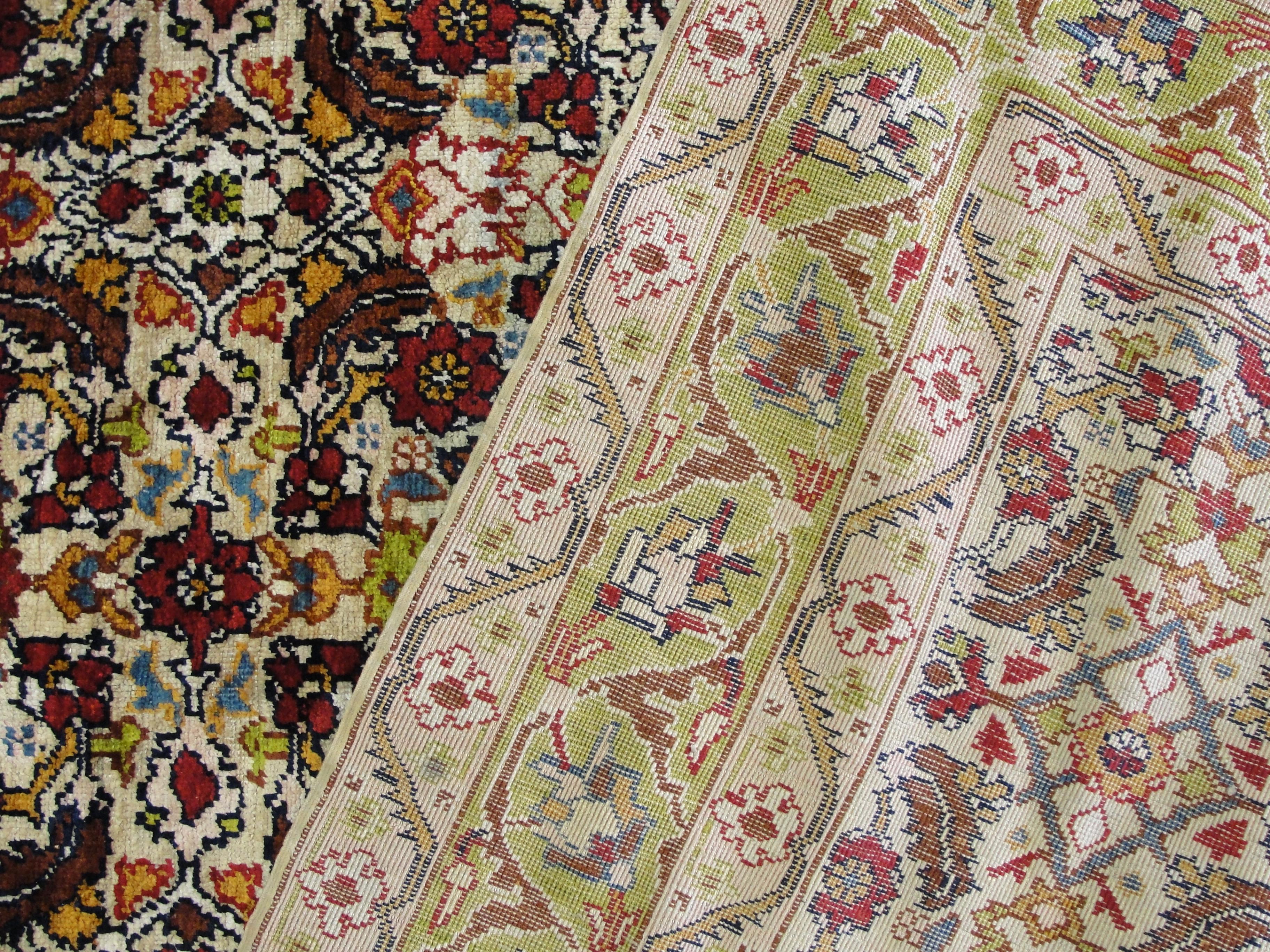 Heriz Serapi Antique Turkish Silk Rug For Sale