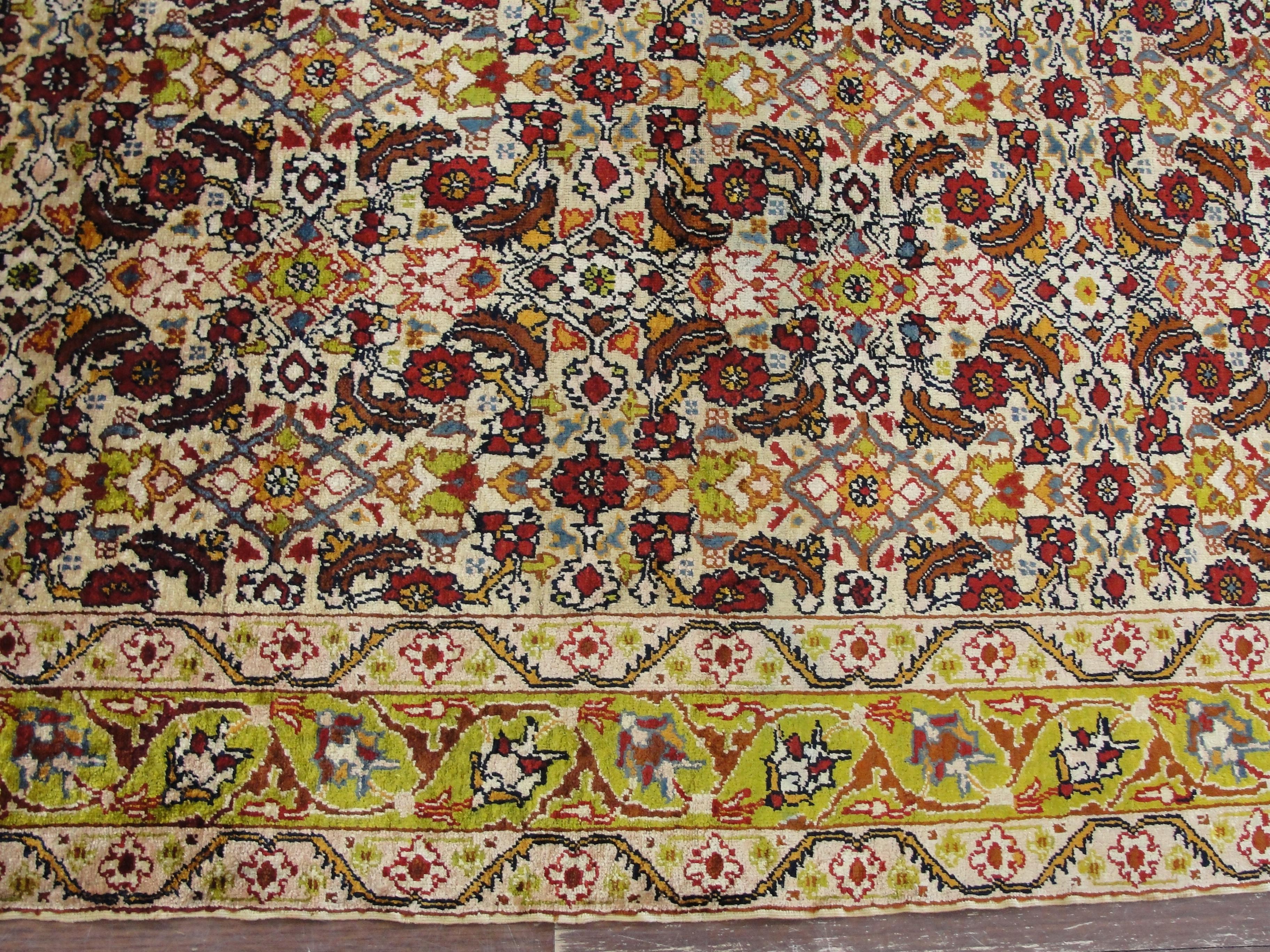 Persian Antique Turkish Silk Rug For Sale
