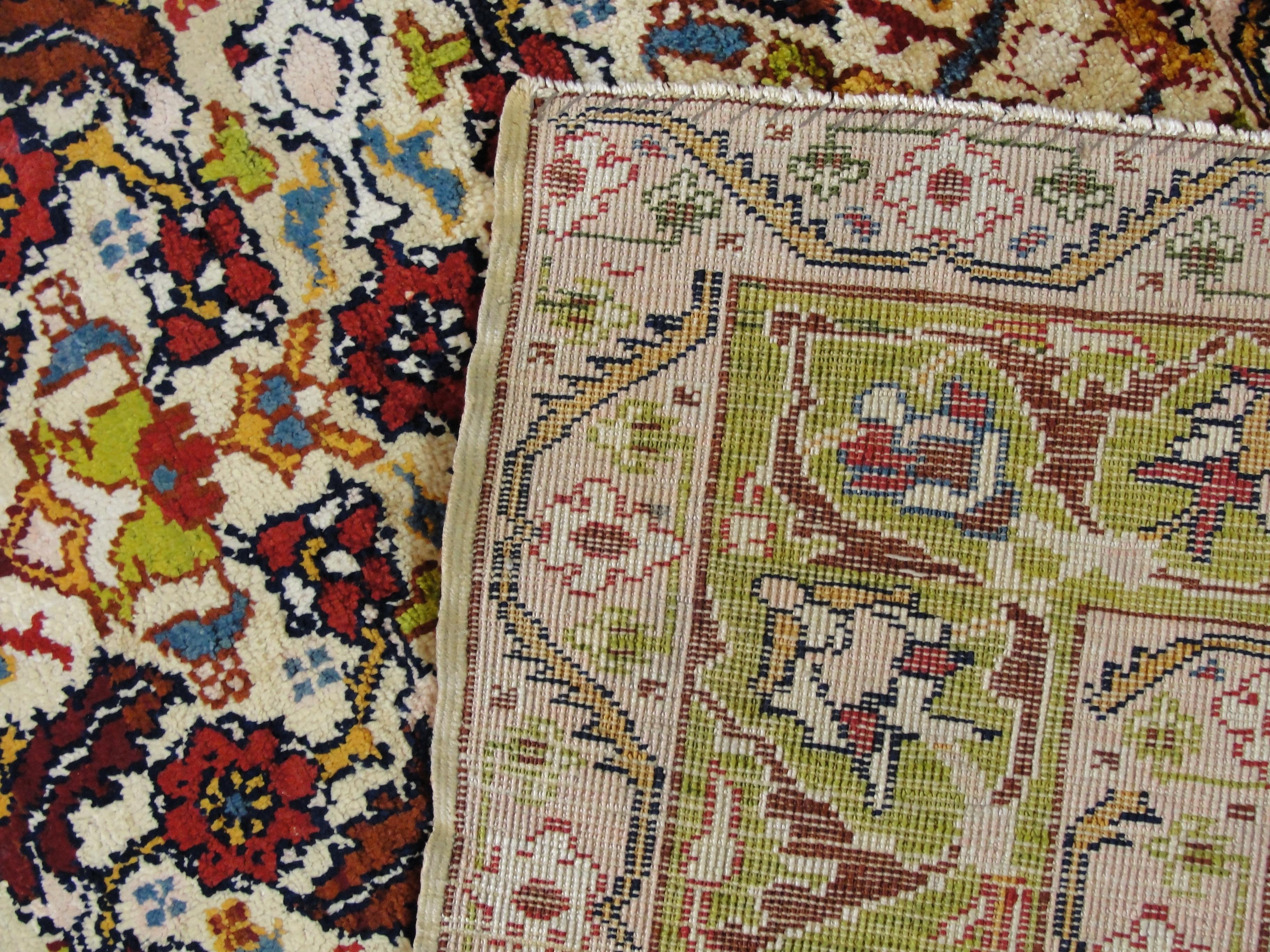 Antique Turkish Silk Rug For Sale 1