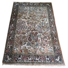 Vintage Persian Silk Rug Qum, Persia, 1950