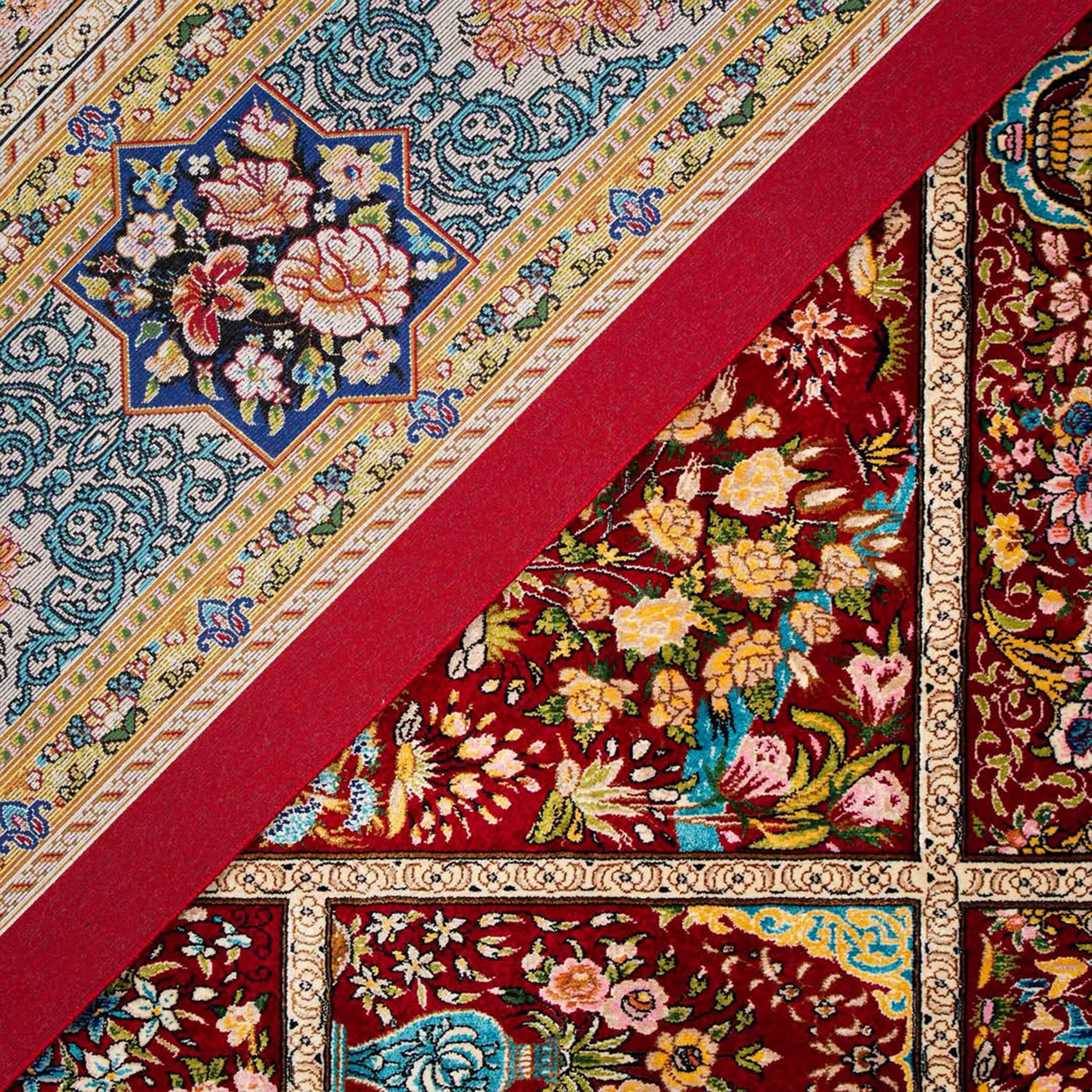 Soie Modern Persian Silk Carpet in 17th Century Bagh-e Shah Garden Design, Kashan en vente