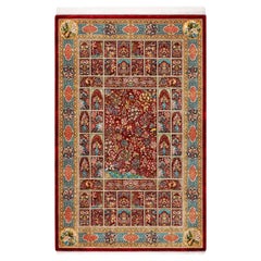 Modern Persian Silk Carpet in 17th Century Bagh-e Shah Garden Design, Kashan