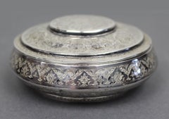Persian Silver Circular Box with Floral Motifs, Iran, c.1950