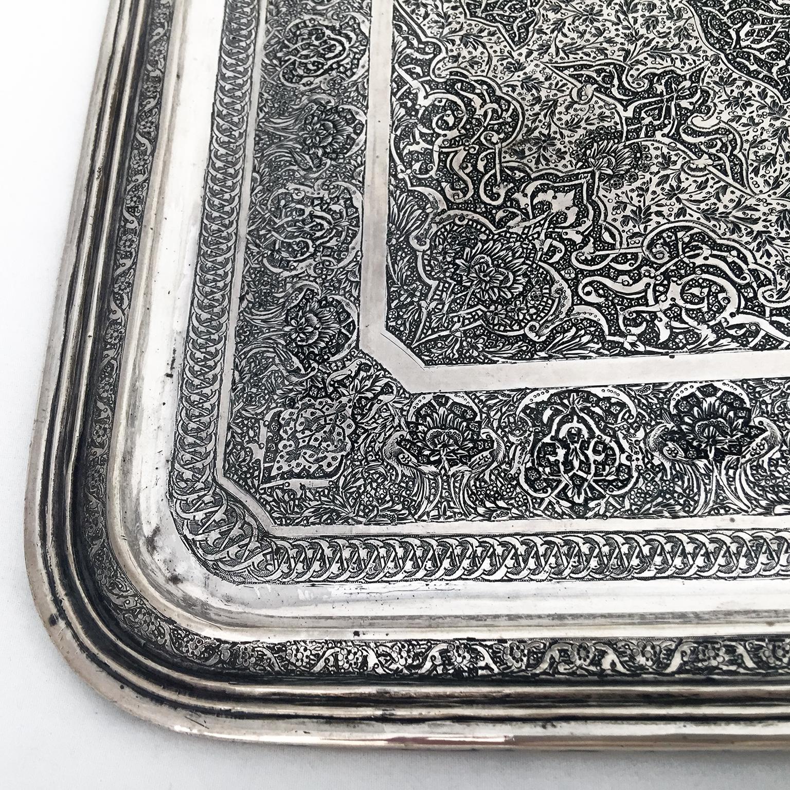 Hand-Crafted Persian Silver Tray