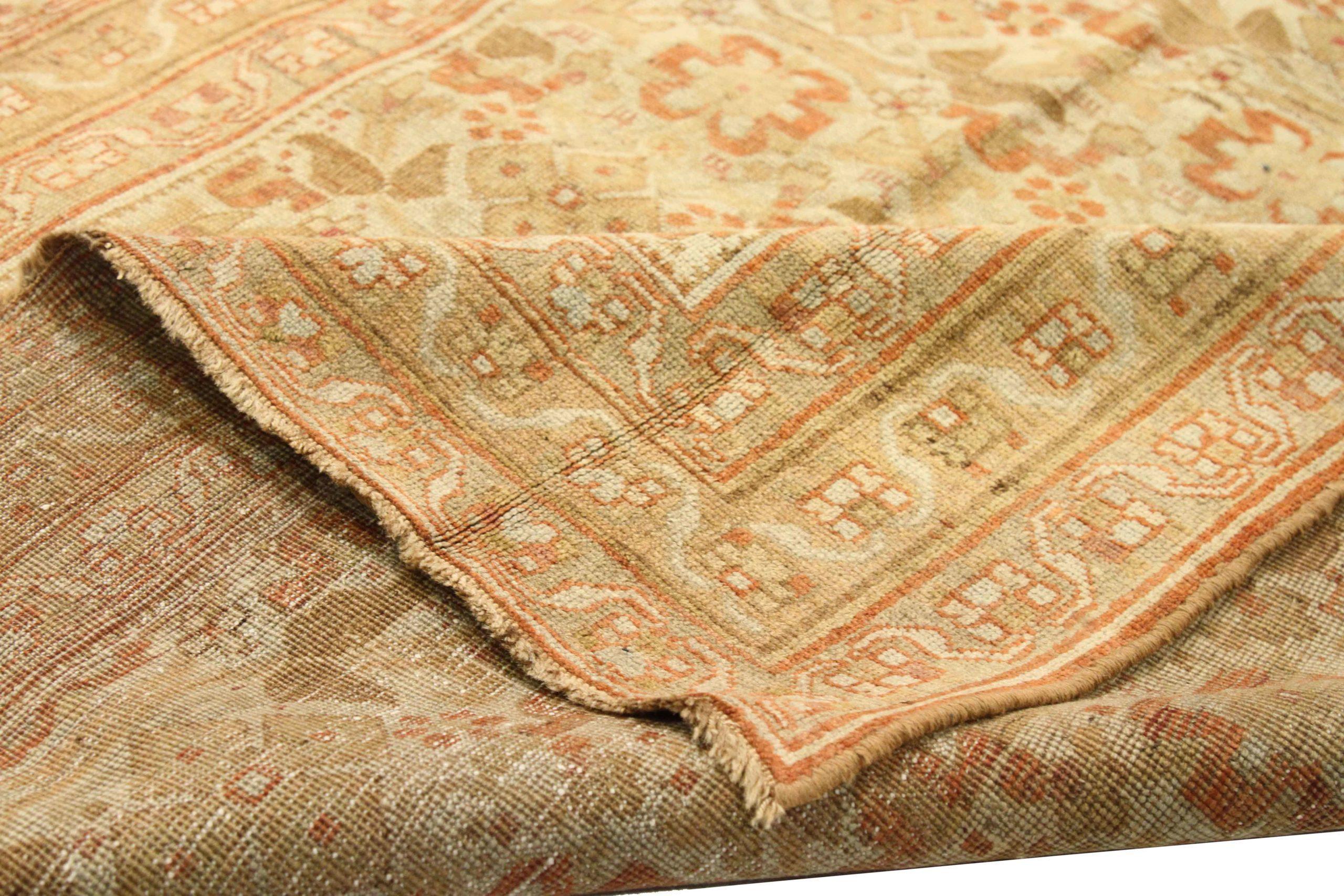 Persischer Sirjan Small Teppich - Wolle Braun Elfenbein Rot Design - 75635 (Asiatisch) im Angebot