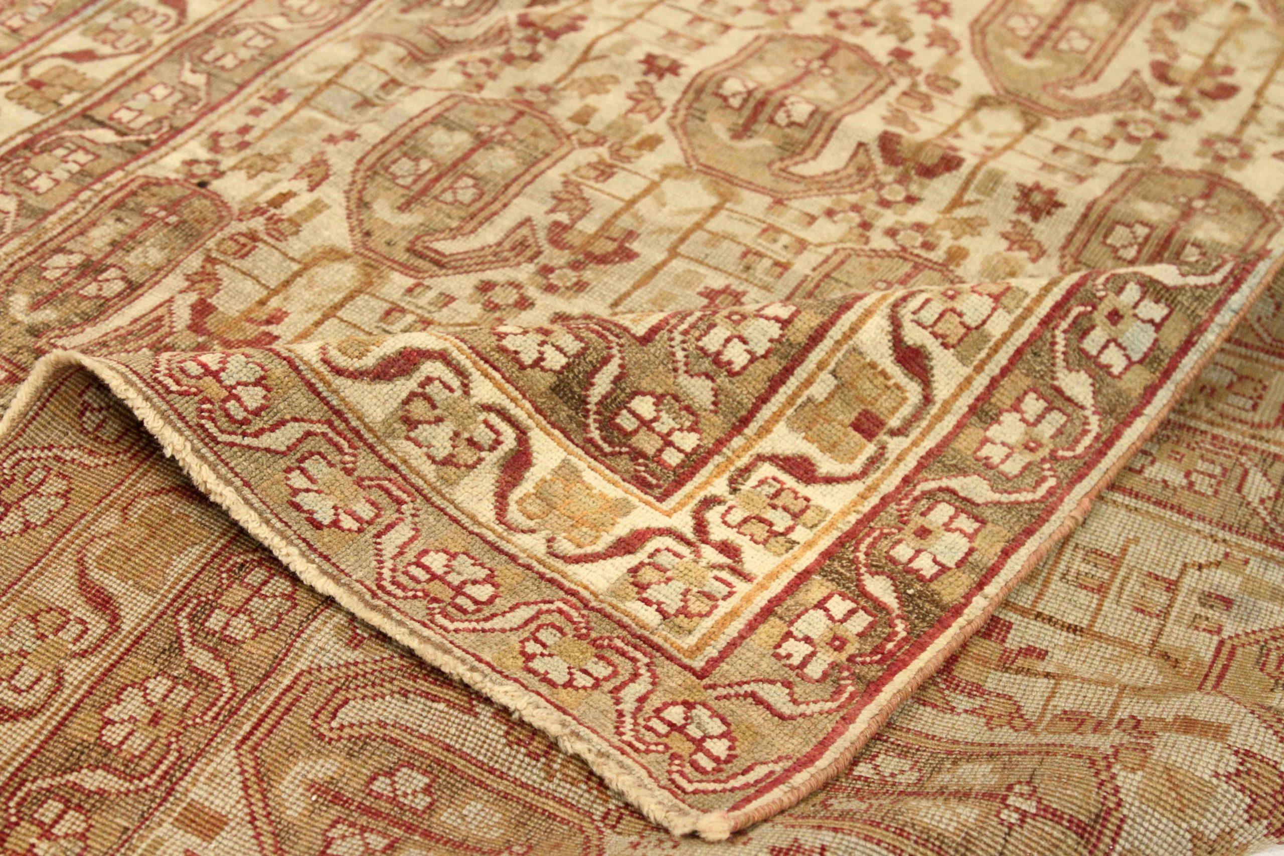 Persischer Sirjan Small Teppich - Wolle Braun Elfenbein Rot Design - 75665 (Asiatisch) im Angebot