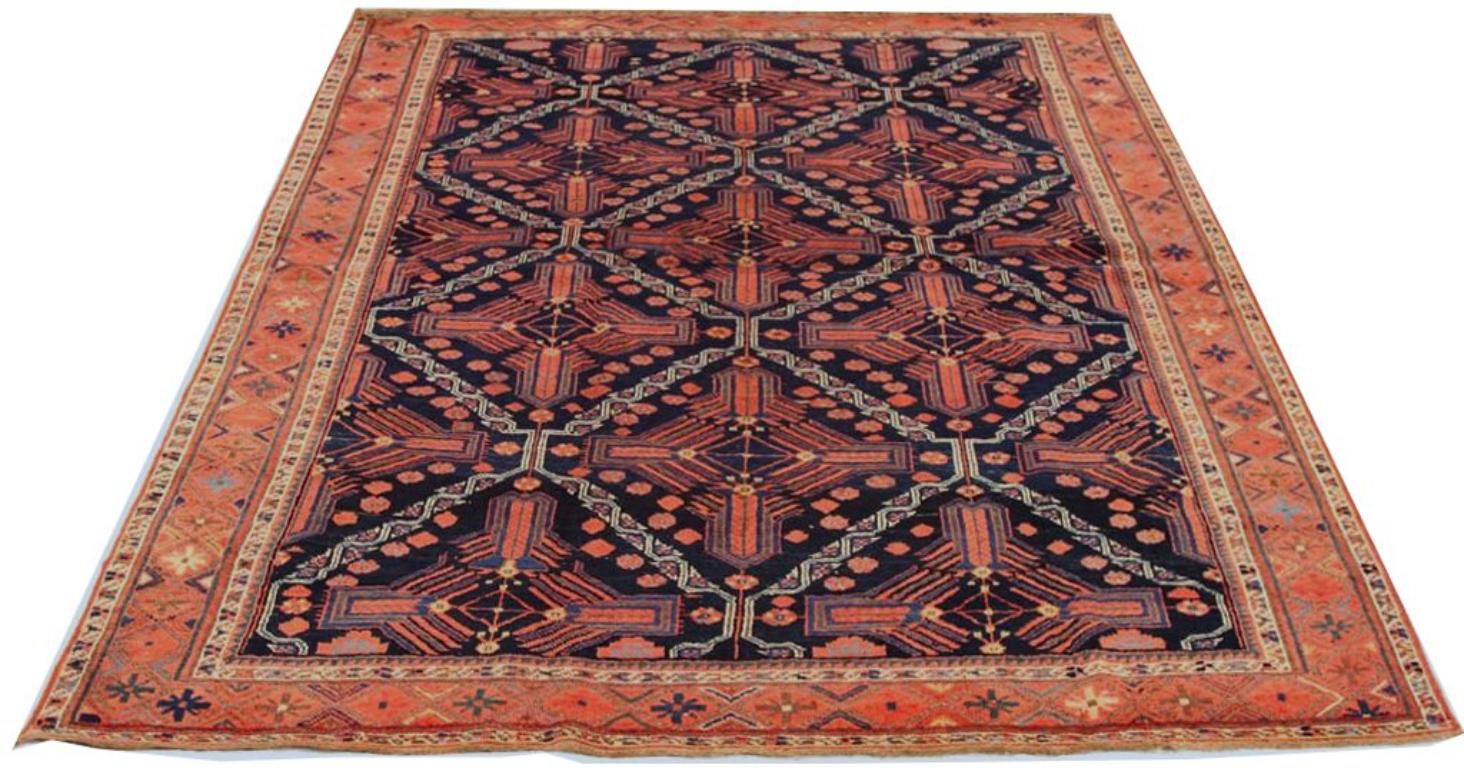 Discover the elegance of Persian Sirjan featuring Small Rug in Circa 1880. Designed with Wool and IvoryNavy BlueRed, this exclusive design is perfect for enhancing your space.