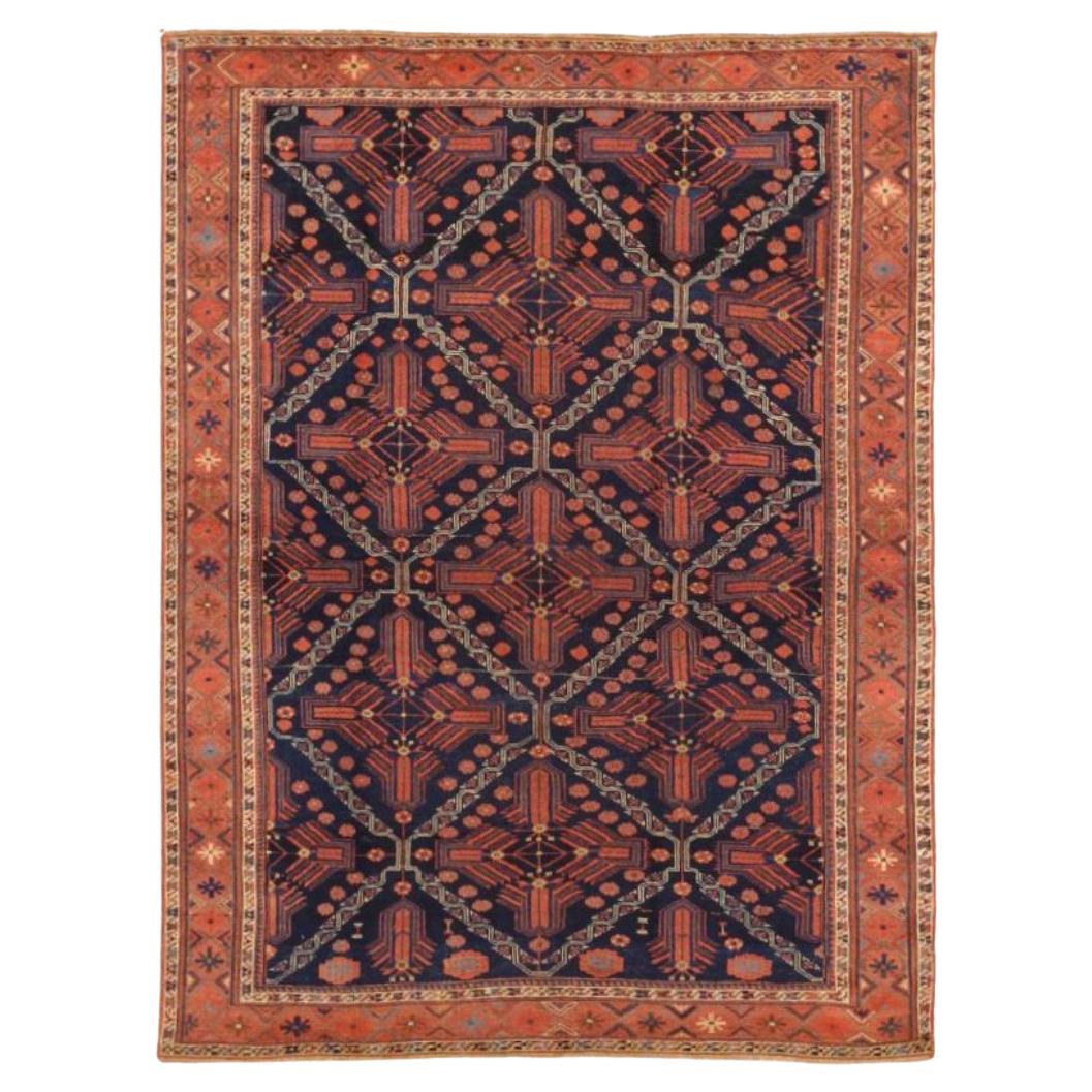 Persischer Sirjan Kleiner Teppich - Wolle Elfenbein Marineblau Blau Rot Design - 75720