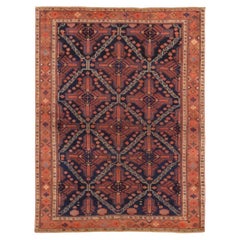 Persischer Sirjan Kleiner Teppich - Wolle Elfenbein Marineblau Blau Rot Design - 75720