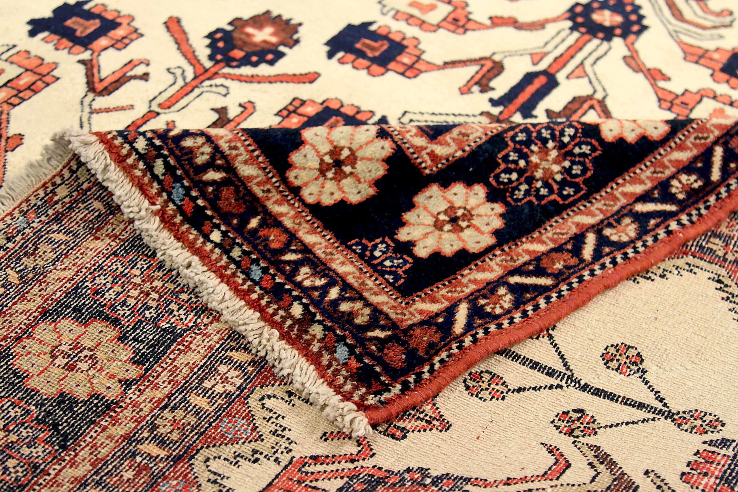 Persischer Sirjan-Teppich Circa 1910 - Wolle Schwarz Elfenbein Rot 71921 im Zustand „Hervorragend“ im Angebot in Dallas, TX