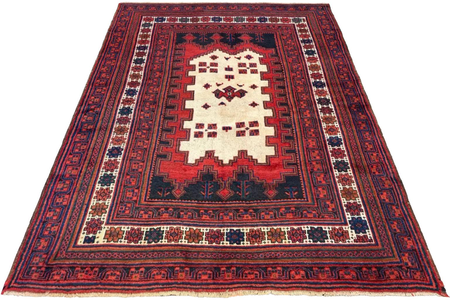 Hand-Woven Persian Sirjan Small Rug Circa 1910 - Wool Black Ivory Red For Sale