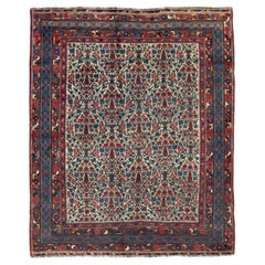 Alfombra Persa Sirjan Pequeña - Lana Azul Verde Marfil Rojo 71558