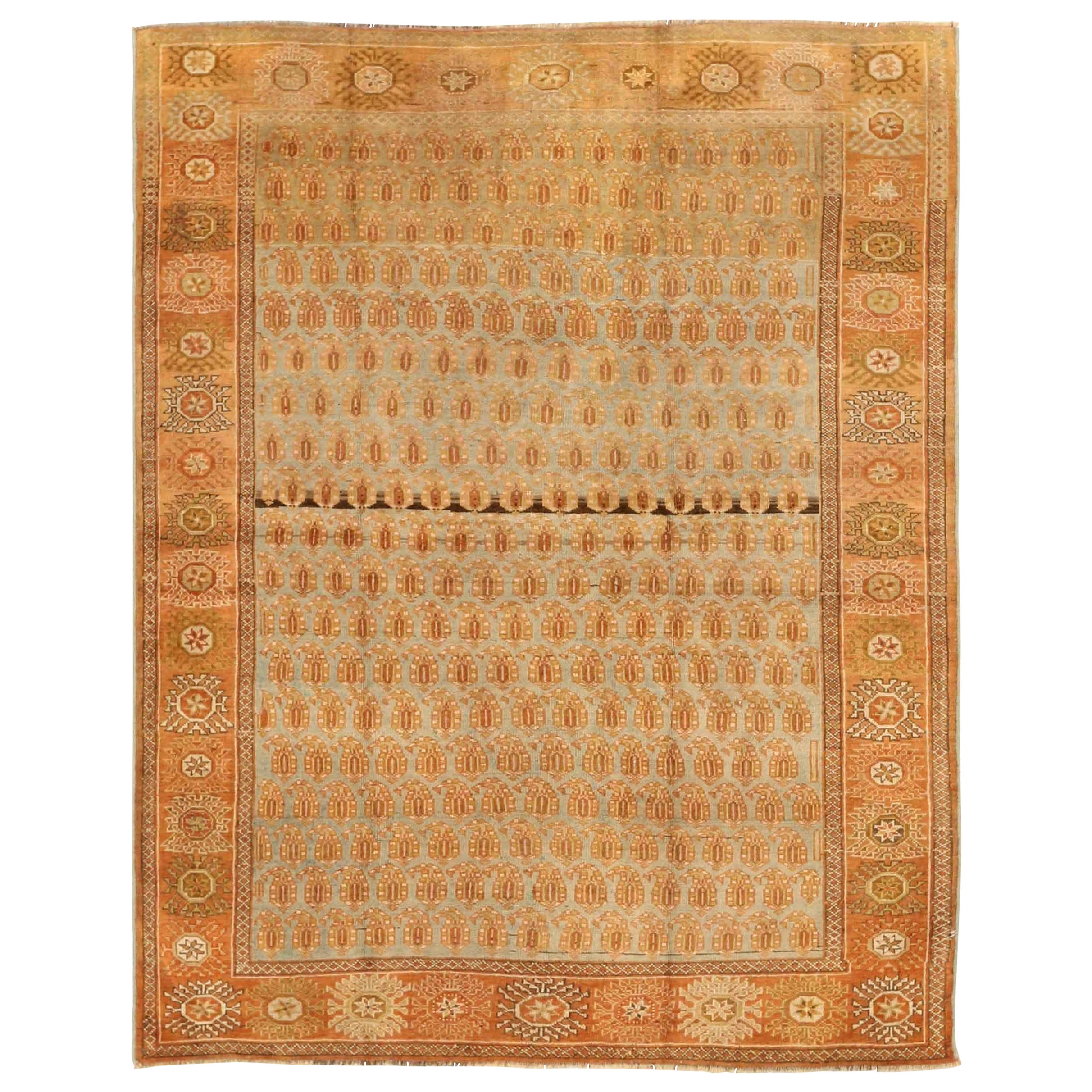 Tappeto persiano Sirjan Small - Disegno in lana blu avorio rosa - 75719