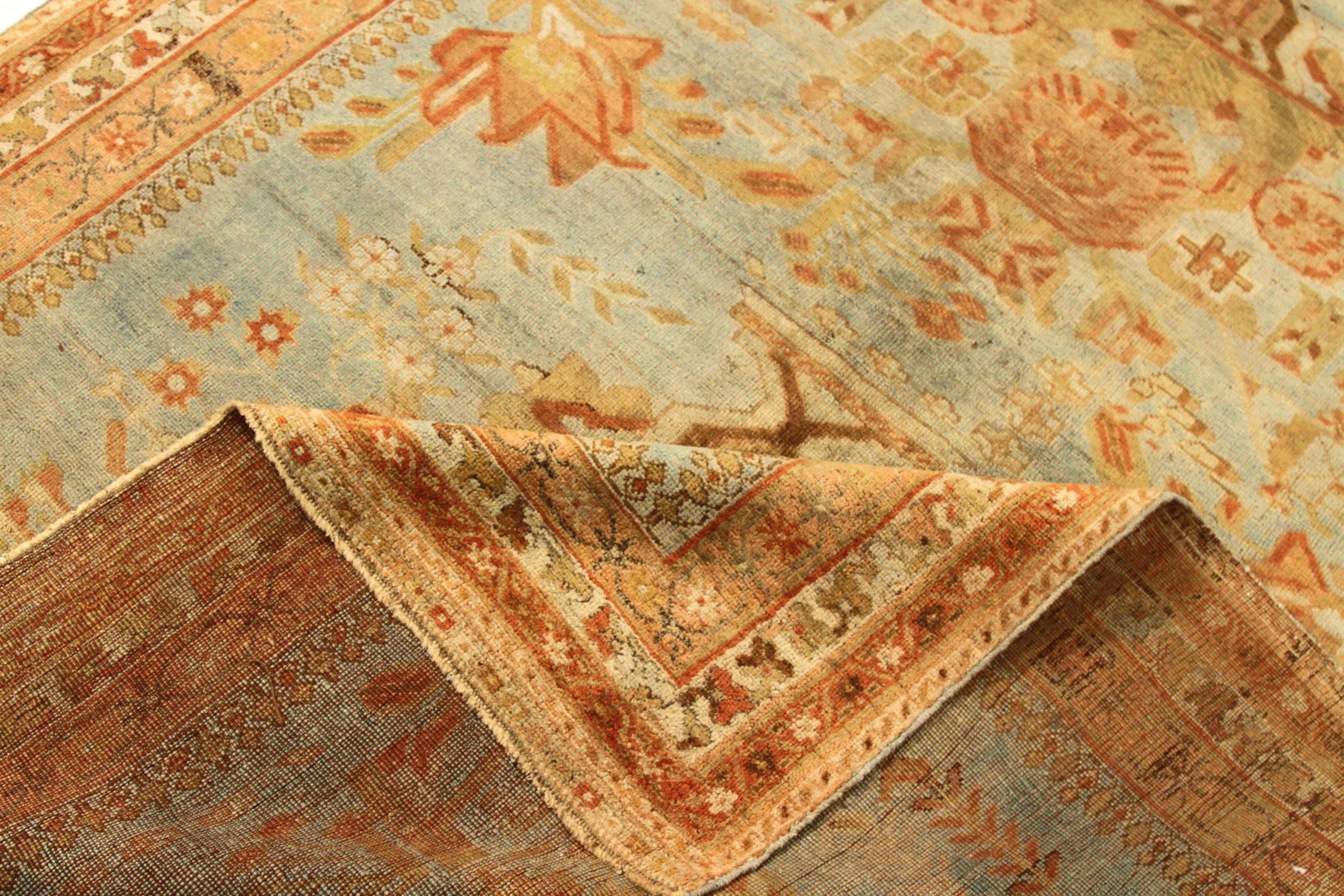 Persischer Sirjan Kleiner Teppich - Wolle Blau Orange Rot Design - 75966 (Irakisch) im Angebot
