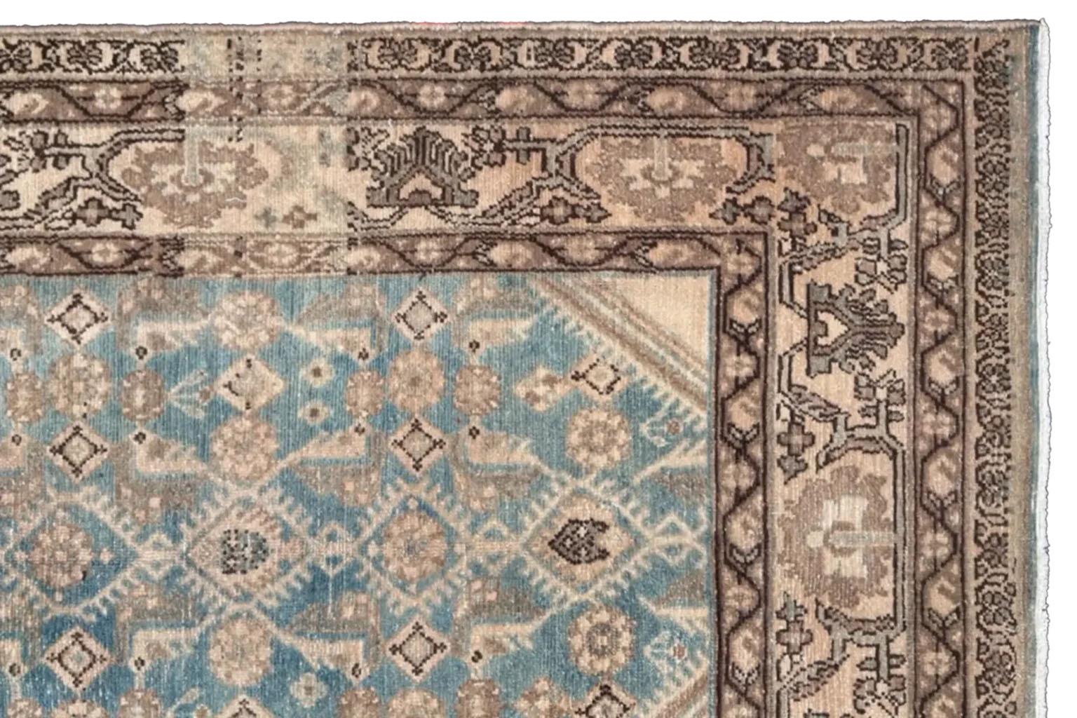 20th Century Persian Small Rug - Mahal Design - Blue Ivory Brown For Sale