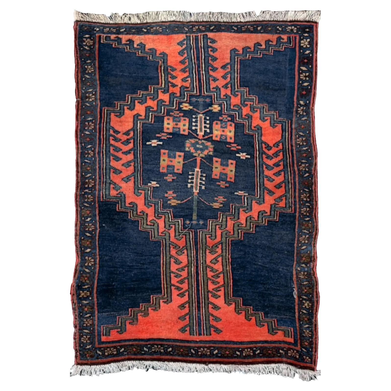 Persian Small Rug - Zanjan Design - Navy & Red For Sale