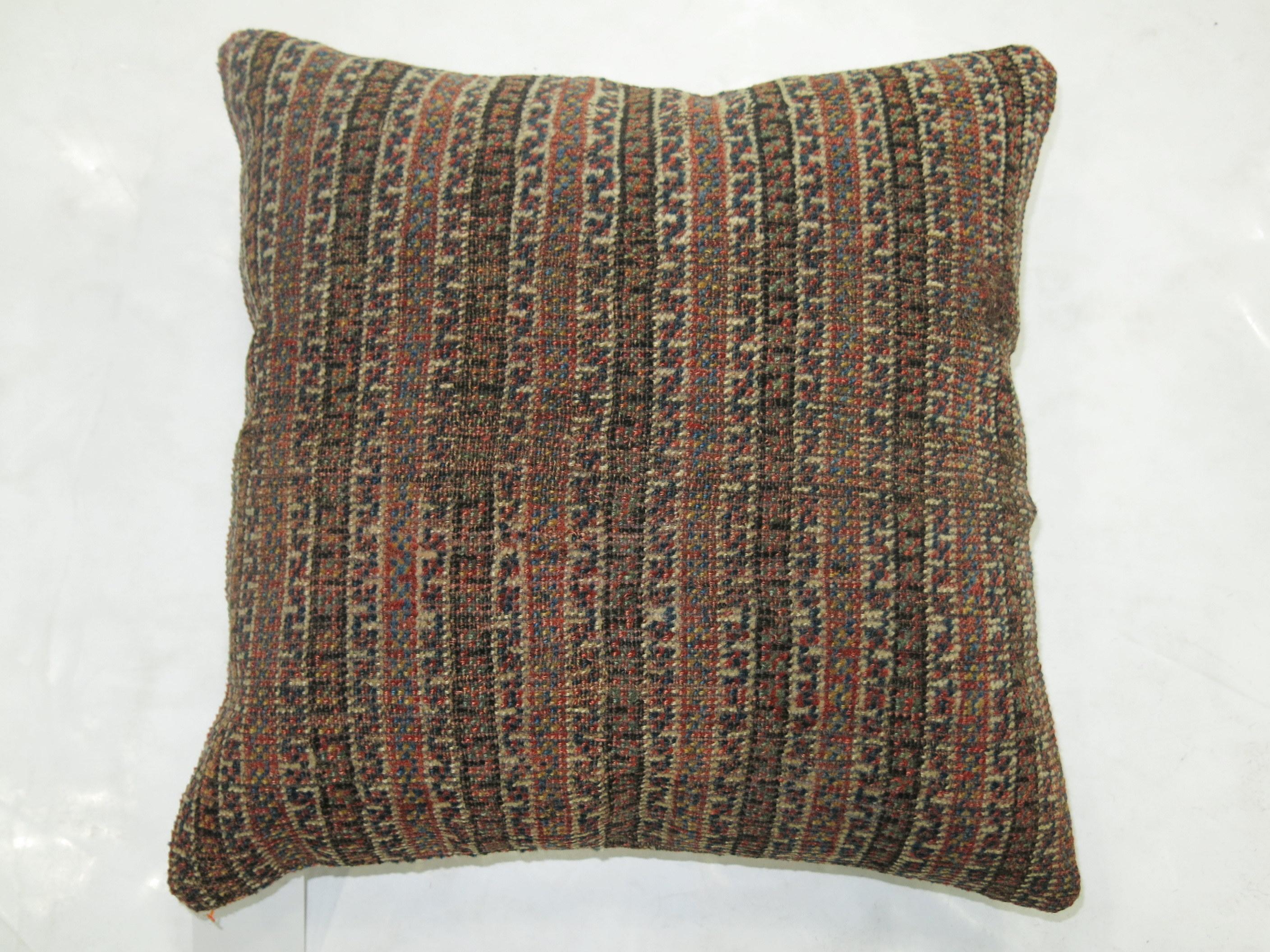 Persian Striped Tribal Rug Pillow In Good Condition For Sale In New York, NY