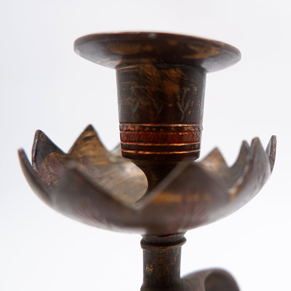 Persian Style Brass Cobra Snake Candlestick - 20th In Good Condition For Sale In Linkebeek, BE