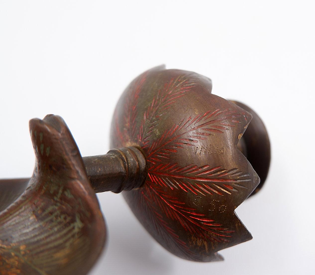 20th Century Persian Style Brass Cobra Snake Candlestick - 20th For Sale