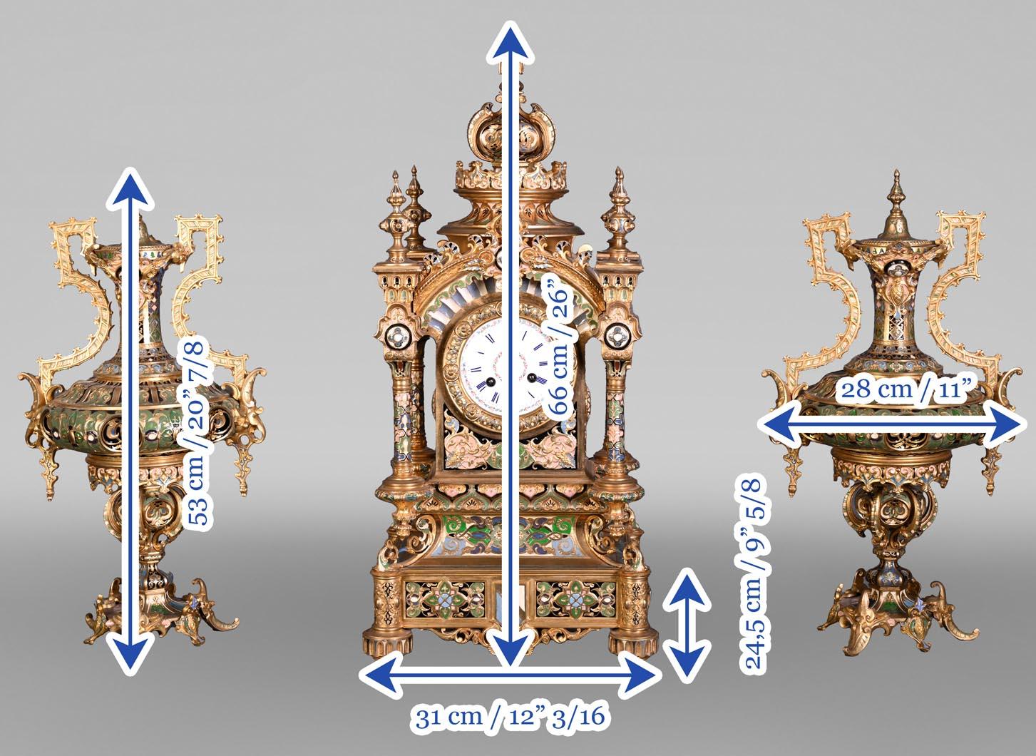 Persian-style double-sided clock and garnitures, Charles Stanislas MATIFAT For Sale 4