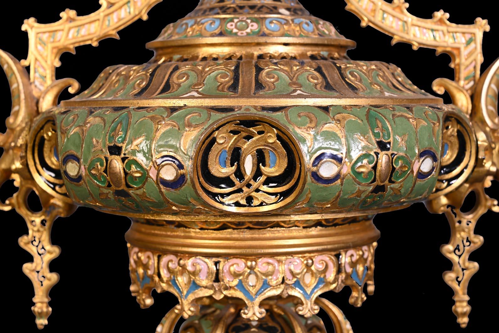 Islamic Persian-style double-sided clock and garnitures, Charles Stanislas MATIFAT For Sale