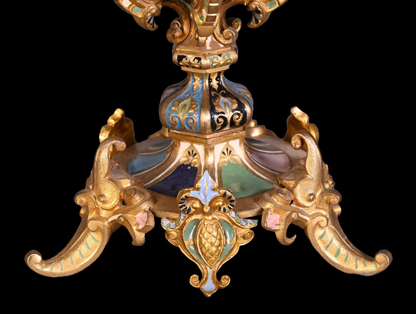 Persian-style double-sided clock and garnitures, Charles Stanislas MATIFAT In Good Condition For Sale In SAINT-OUEN-SUR-SEINE, FR